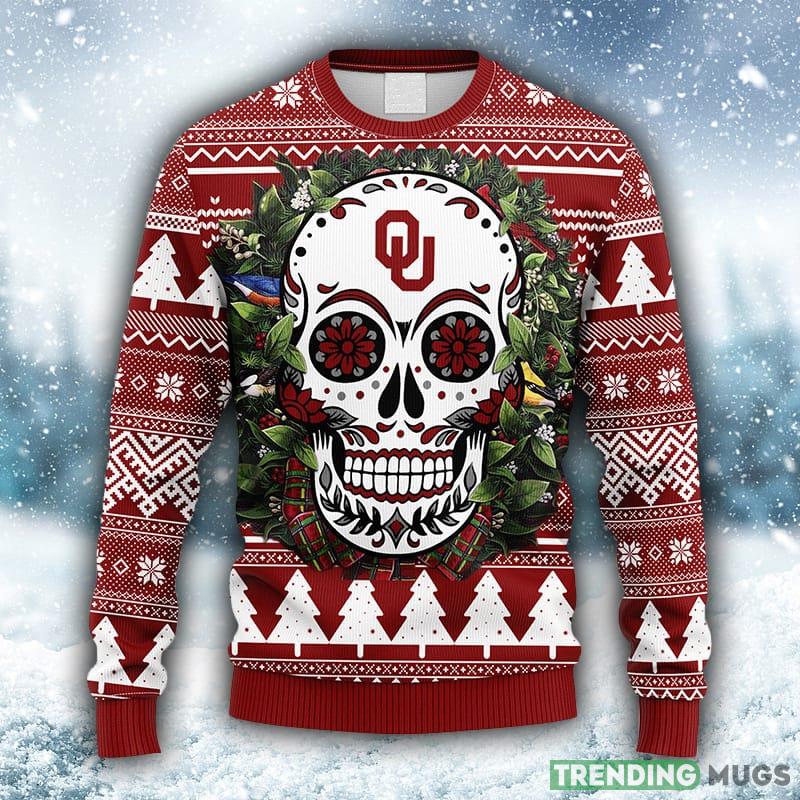 NCAA Oklahoma Sooners Skull Flower Ugly 3D Sweater For Men And Women Gift Ugly Christmas - NCAA Oklahoma Sooners Skull Flower Ugly Christmas Ugly Sweater_1 NCAA Oklahoma Sooners Skull Flower Ugly 3D Sweater For Men And Women Gift Ugly Christmas - NCAA Oklahoma Sooners Skull Flower Ugly Christmas Ugly Sweater_1
