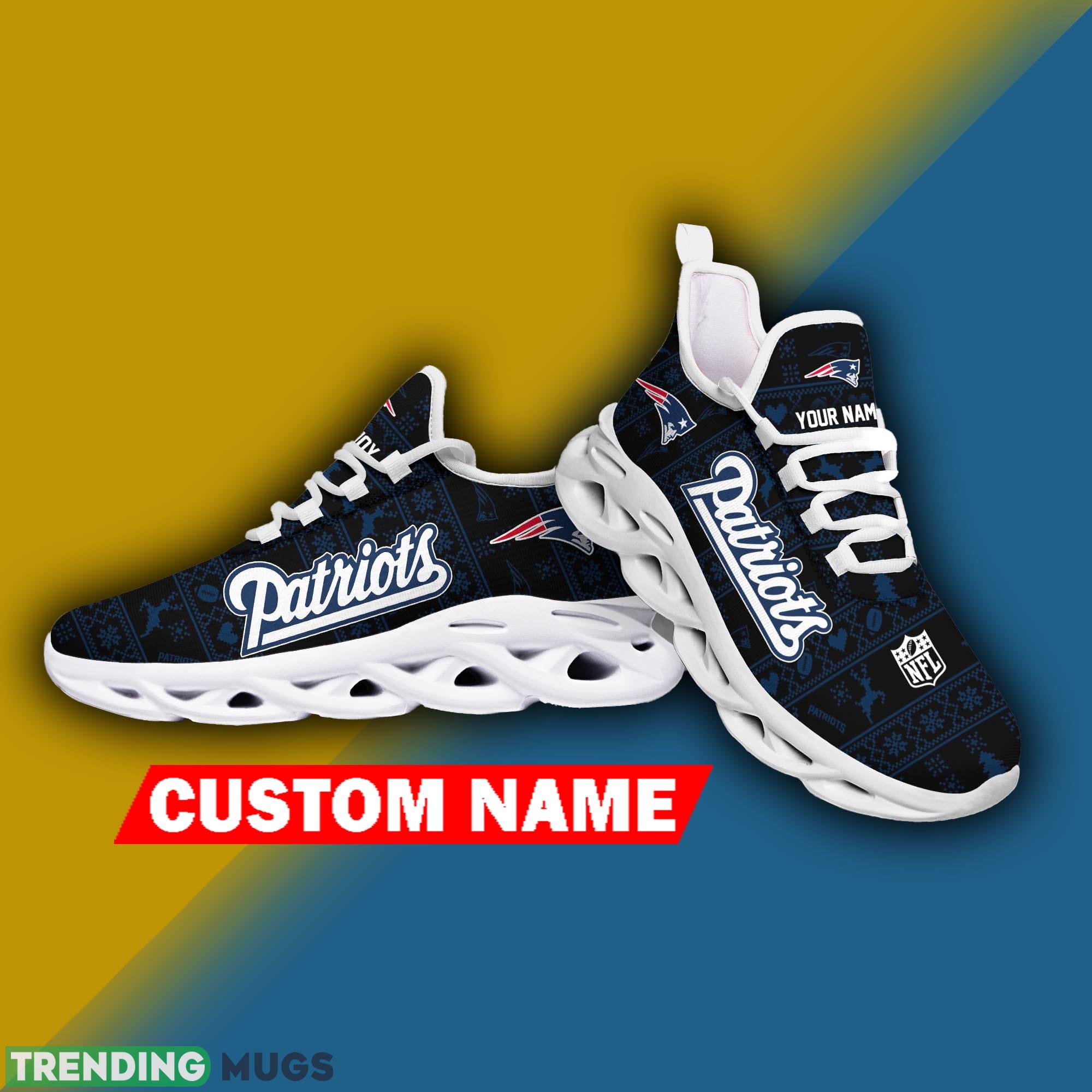 New England Patriots NFL Xmas Fans Max Soul Sneakers Christmas Shoes Custom Name Max Soul New England Patriots NFL Xmas Fans Max Soul Sneakers Christmas Shoes Custom Name Max Soul