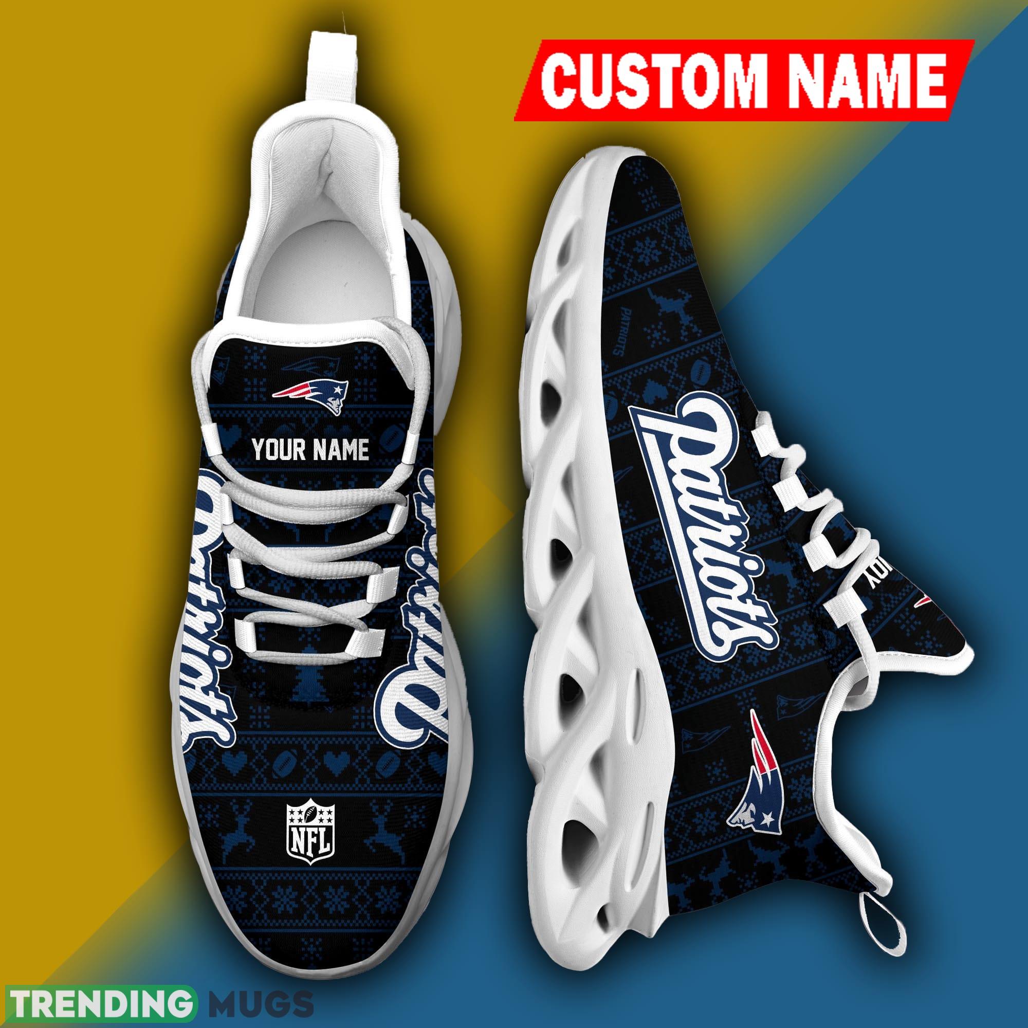 New England Patriots NFL Xmas Fans Max Soul Sneakers Christmas Shoes Custom Name Max Soul New England Patriots NFL Xmas Fans Max Soul Sneakers Christmas Shoes Custom Name Max Soul