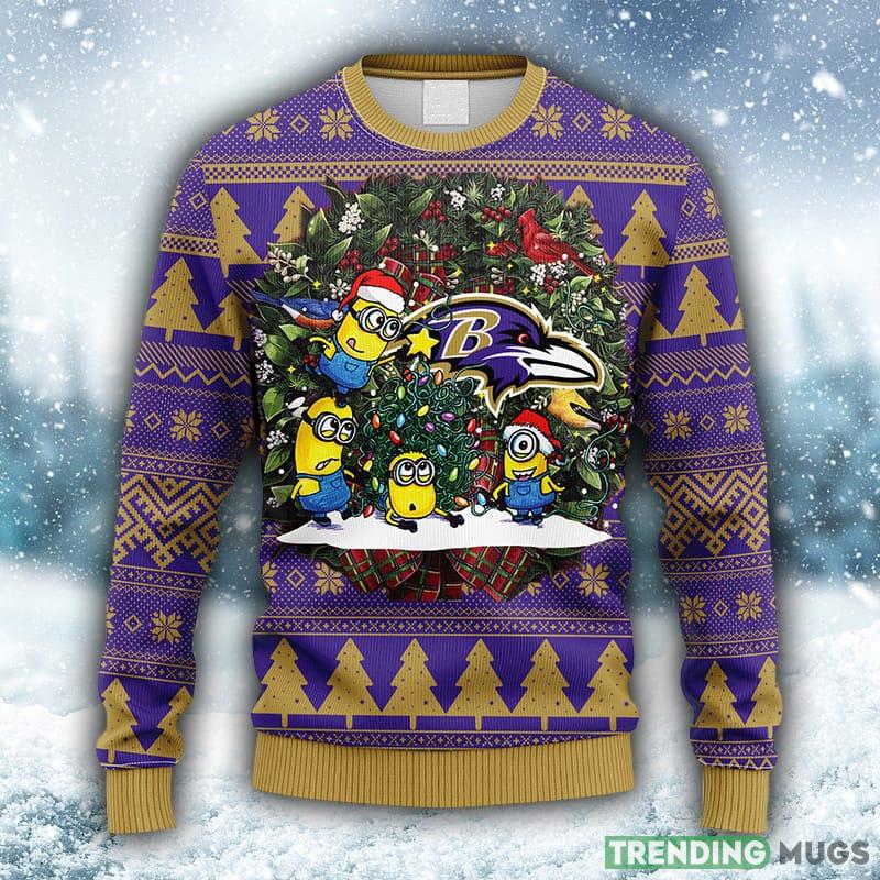 NFL Baltimore Ravens Minion Christmas Ugly 3D Sweater For Men And Women Gift Ugly Christmas - NFL Baltimore Ravens Minion Christmas Ugly Sweater_1 NFL Baltimore Ravens Minion Christmas Ugly 3D Sweater For Men And Women Gift Ugly Christmas - NFL Baltimore Ravens Minion Christmas Ugly Sweater_1