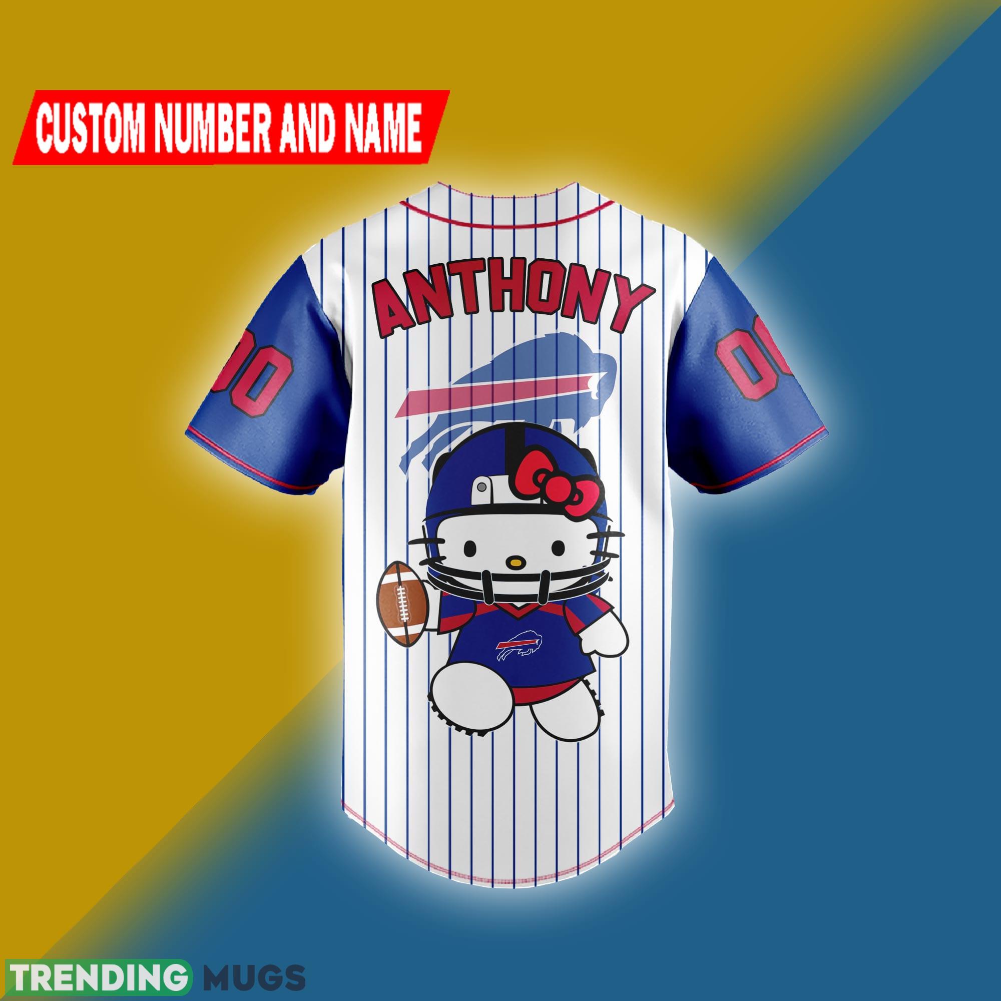 NFL Hello Kitty Buffalo Bills Baseball jersey Shirt Custom Number And Name Football Jersey NFL Hello Kitty Buffalo Bills Baseball jersey Shirt Custom Number And Name Football Jersey