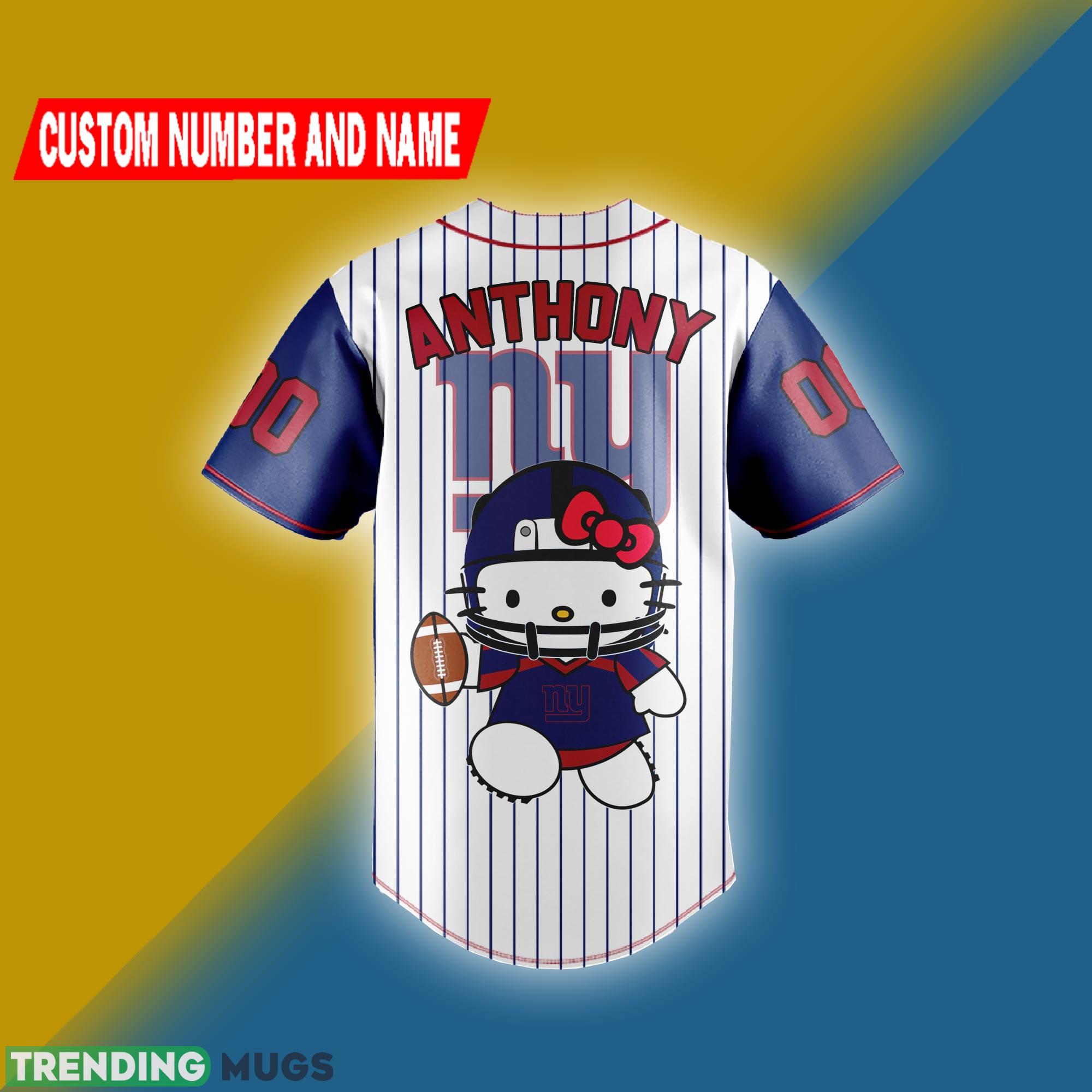 NFL Hello Kitty New York Giants Baseball jersey Shirt Custom Number And Name Football Jersey NFL Hello Kitty New York Giants Baseball jersey Shirt Custom Number And Name Football Jersey