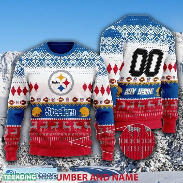 NFL Pittsburgh Steelers Custom Number And Name Red Blue White Ugly Christmas Sweater - NFL Pittsburgh Steelers Custom Number And Name Red Blue White Ugly Christmas Sweater NFL Pittsburgh Steelers Custom Number And Name Red Blue White Ugly Christmas Sweater - NFL Pittsburgh Steelers Custom Number And Name Red Blue White Ugly Christmas Sweater