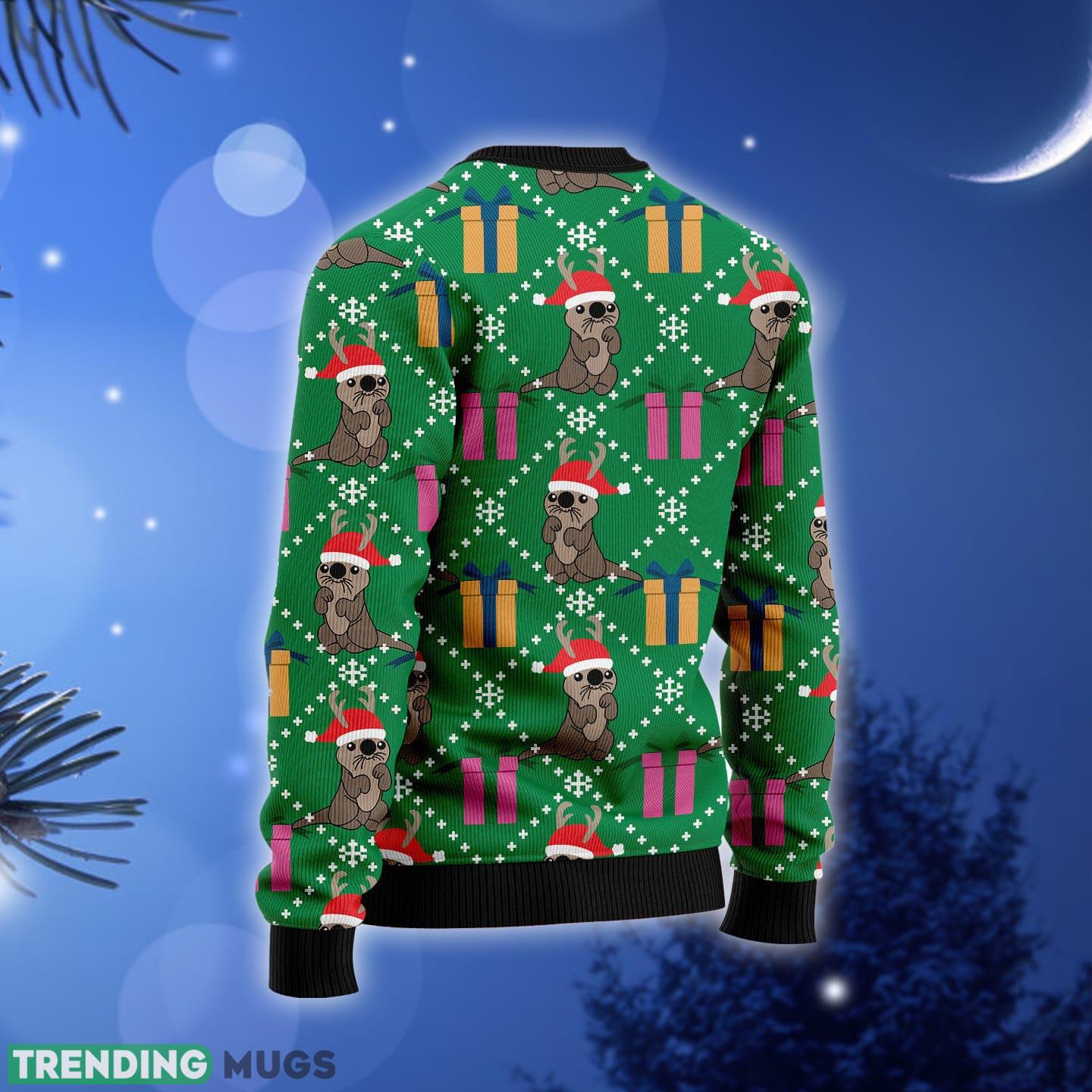 Otter Reindeer Ugly Christmas Sweater Gift Men Women 3D Sweater Otter Reindeer Ugly Christmas Sweater Gift Men Women 3D Sweater
