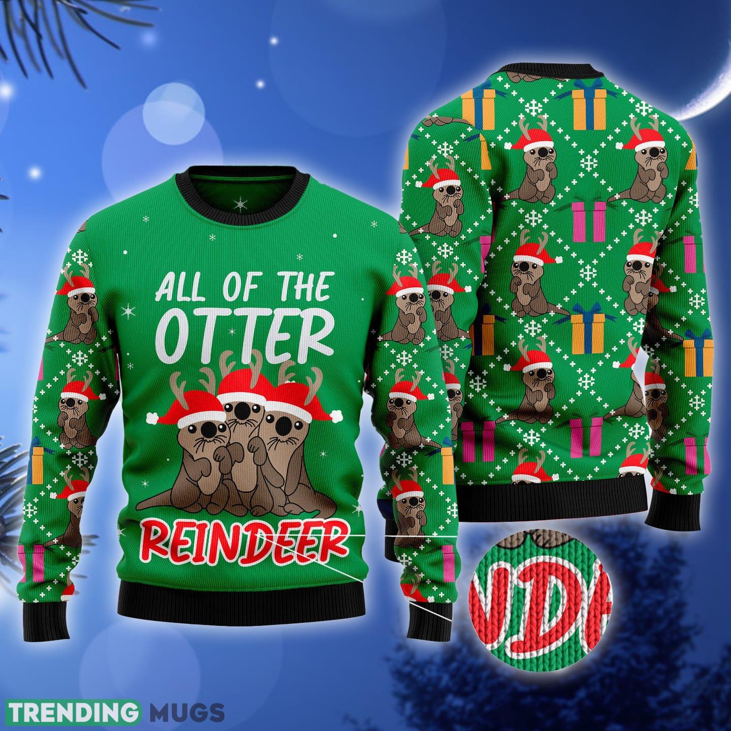 Otter Reindeer Ugly Christmas Sweater Gift Men Women 3D Sweater Otter Reindeer Ugly Christmas Sweater Gift Men Women 3D Sweater
