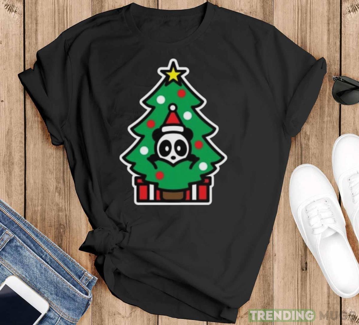 Panda Christmas tree bambu brand present gift stocking shirt - Black T-Shirt Panda Christmas tree bambu brand present gift stocking shirt - Black T-Shirt