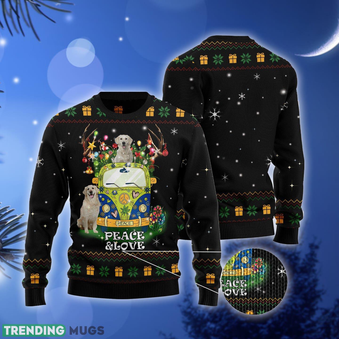 Peace Love Golden Retriever Ugly Christmas Sweater Gift Men Women 3D Sweater Peace Love Golden Retriever Ugly Christmas Sweater Gift Men Women 3D Sweater