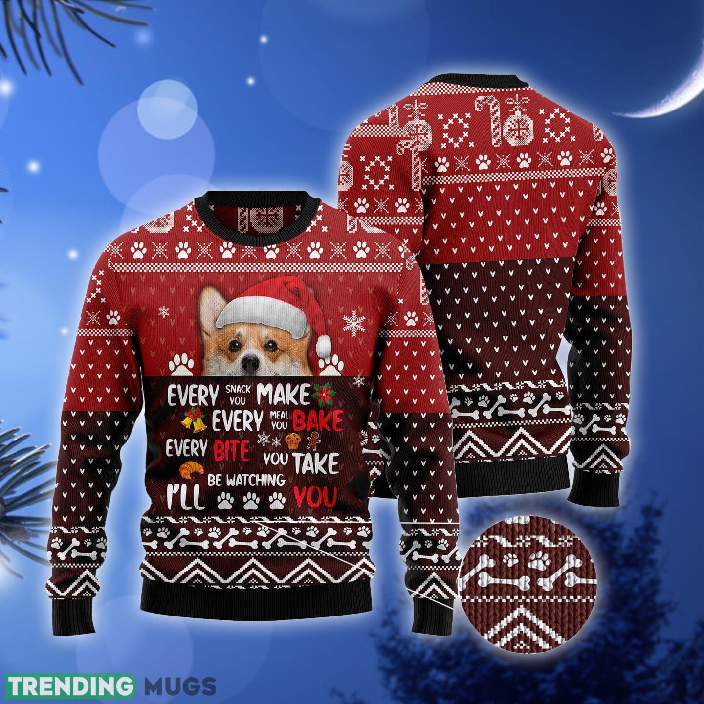 Pembroke Welsh Corgi Will Be Watching You Ugly Christmas Sweater Gift Men Women 3D Sweater Pembroke Welsh Corgi Will Be Watching You Ugly Christmas Sweater Gift Men Women 3D Sweater