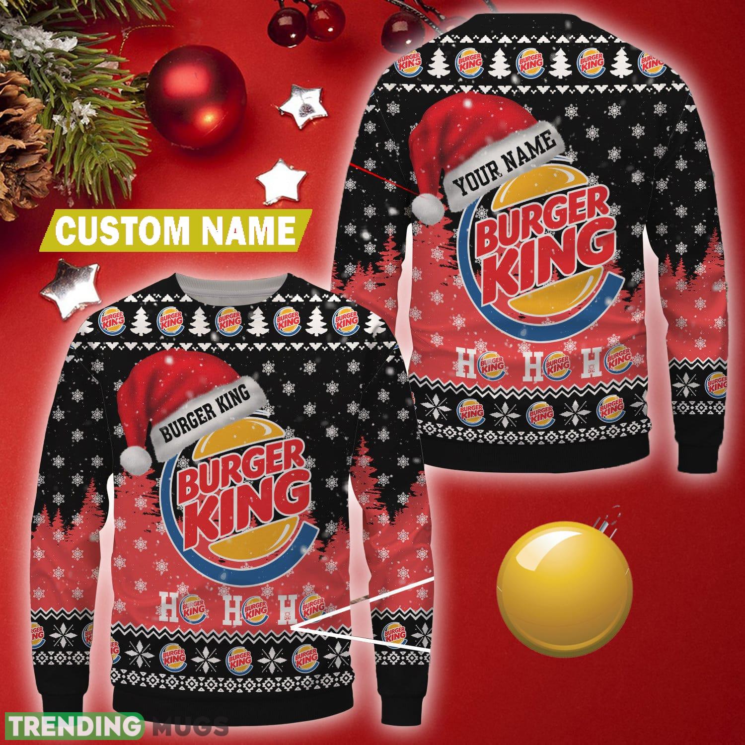 Personalized Buger King Uniform Brand Logo Festive Christmas Wool Sweater - Personalized Buger King Uniform Brand Logo Festive Christmas Wool Sweater
