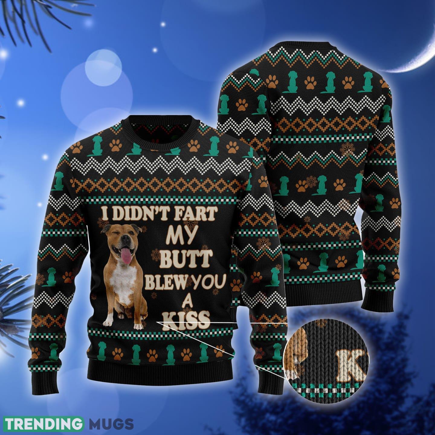 Pit Bull A Kiss Ugly Christmas Sweater Gift Men Women 3D Sweater Pit Bull A Kiss Ugly Christmas Sweater Gift Men Women 3D Sweater