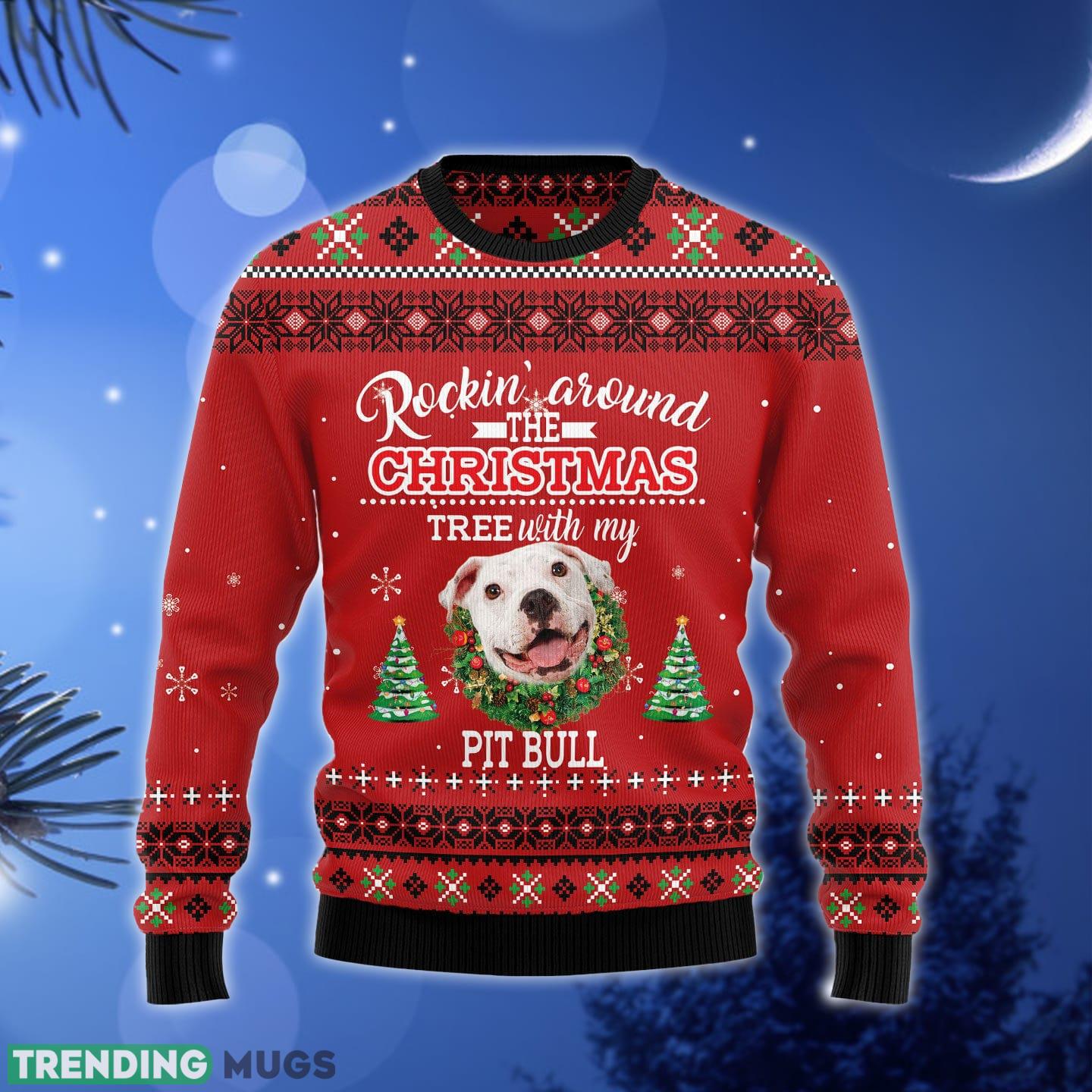 Pit Bull Rockin' Ugly Christmas Sweater Gift Men Women - Pit Bull Rockin' TY0712 unisex womens & mens, couples matching, friends, funny family ugly christmas holiday sweater gifts (plus size available)_1 Pit Bull Rockin' Ugly Christmas Sweater Gift Men Women - Pit Bull Rockin' TY0712 unisex womens & mens, couples matching, friends, funny family ugly christmas holiday sweater gifts (plus size available)_1