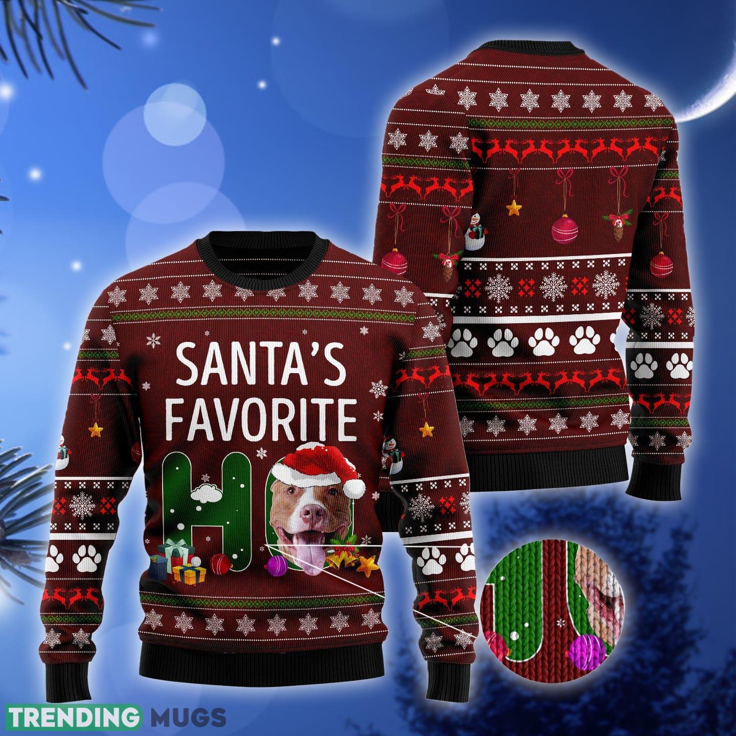 Pit Bull Santa‘s Favorite Ho Ugly Christmas Sweater Gift Men Women 3D Sweater Pit Bull Santa‘s Favorite Ho Ugly Christmas Sweater Gift Men Women 3D Sweater