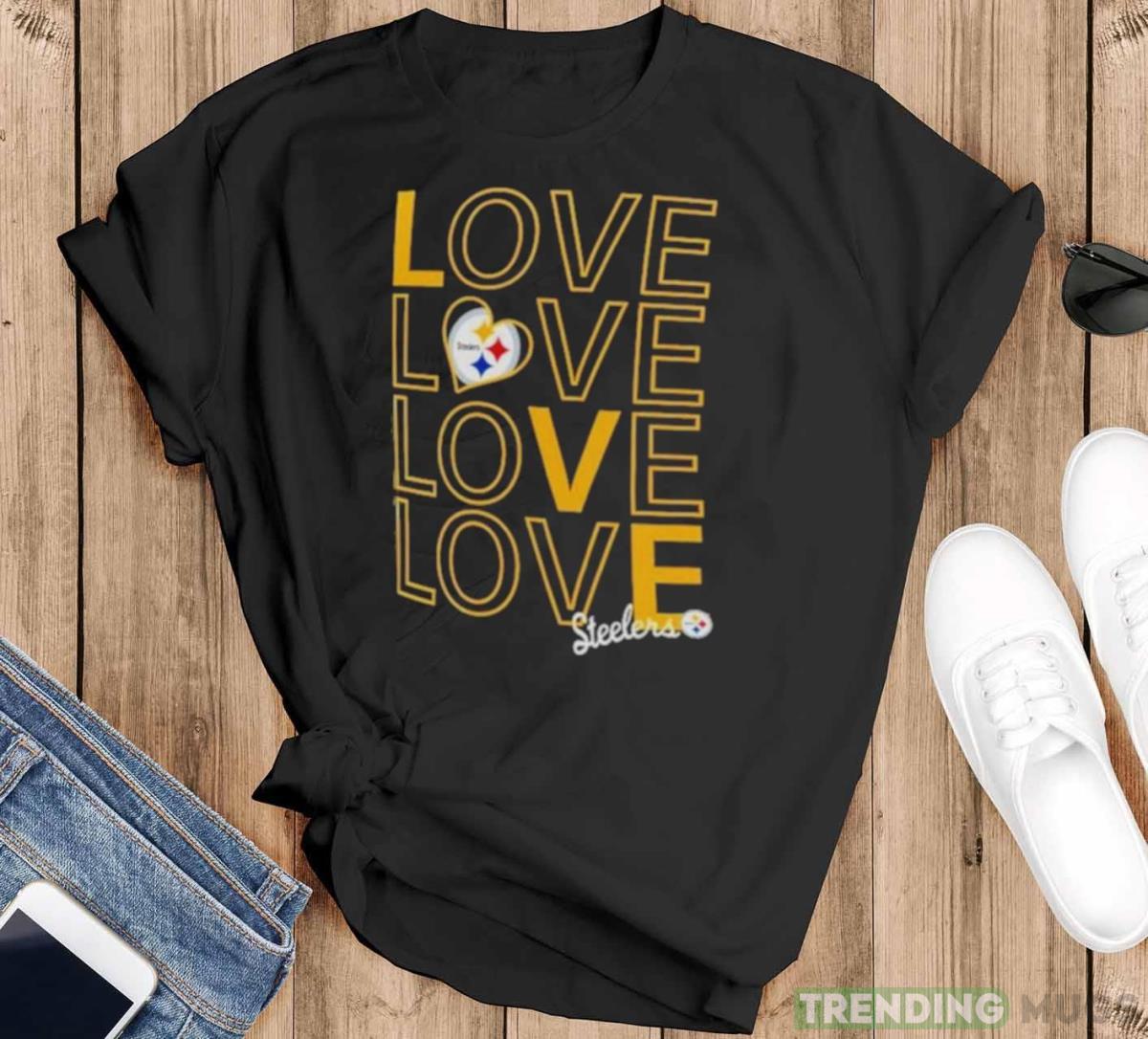 Pittsburgh Steelers G III Love Graphic T Shirt - Black T-Shirt Pittsburgh Steelers G III Love Graphic T Shirt - Black T-Shirt
