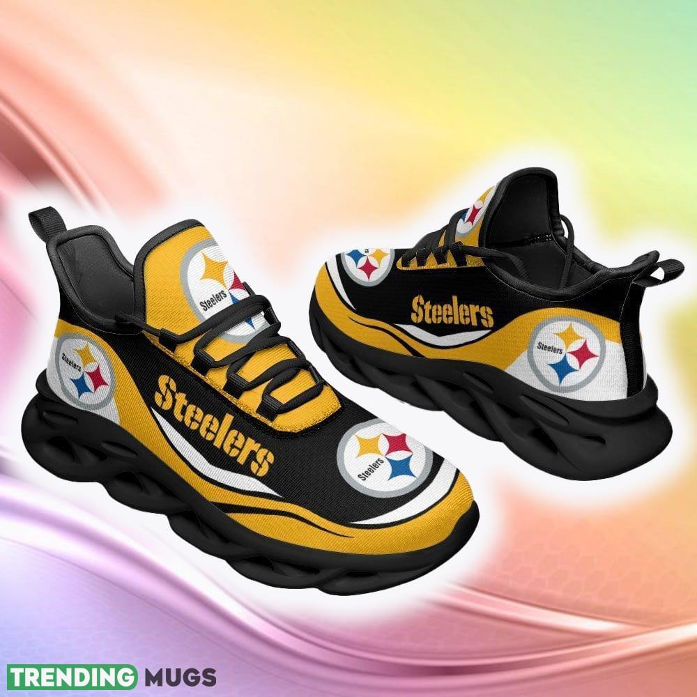 Pittsburgh Steelers Premium Ugly Christmas Snow Flowers Yellow Color Sneakers Max Soul Shoes For Fans Gift -  Pittsburgh Steelers Christmas Red Sneakers Max Soul Shoes For Fans Gift