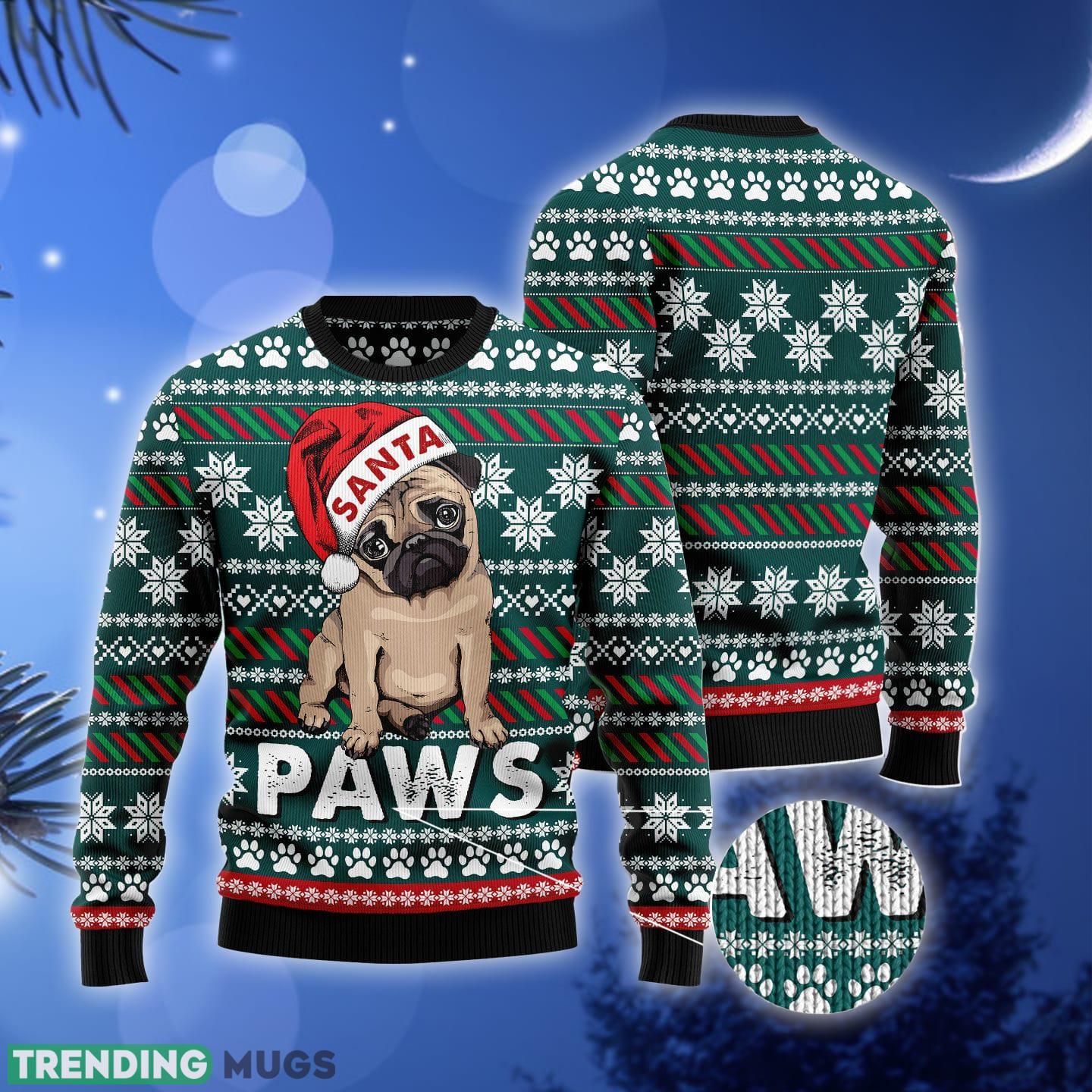 Pug Santa Paws Ugly Christmas Sweater Gift Men Women 3D Sweater Pug Santa Paws Ugly Christmas Sweater Gift Men Women 3D Sweater