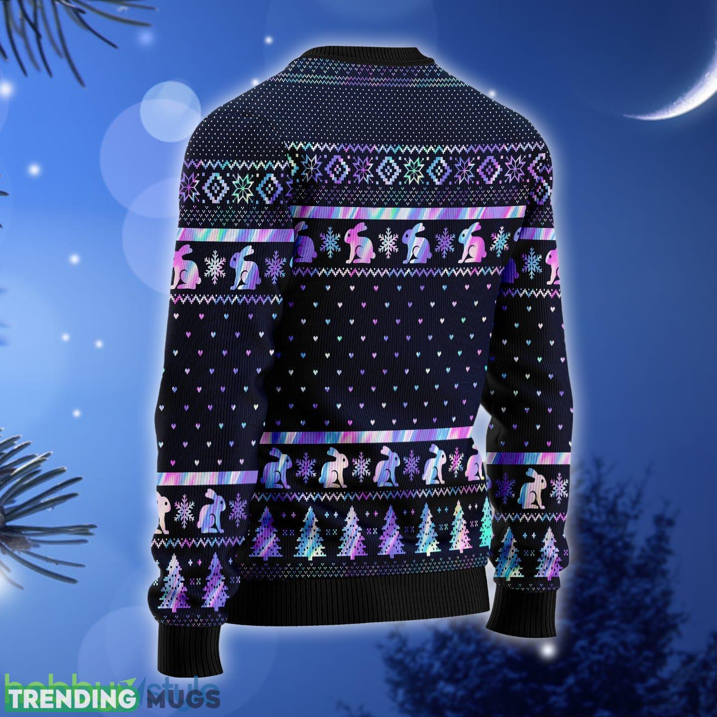 Rabbit Hologram Ugly Christmas Sweater Gift Men Women 3D Sweater Rabbit Hologram Ugly Christmas Sweater Gift Men Women 3D Sweater