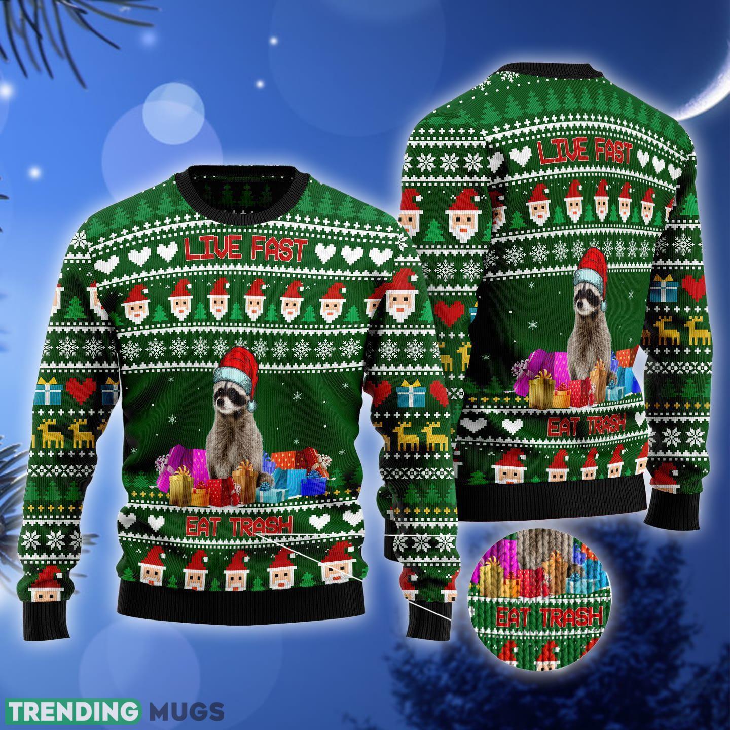 Raccoon Eat Trash Ugly Christmas Sweater Gift Men Women 3D Sweater Raccoon Eat Trash Ugly Christmas Sweater Gift Men Women 3D Sweater