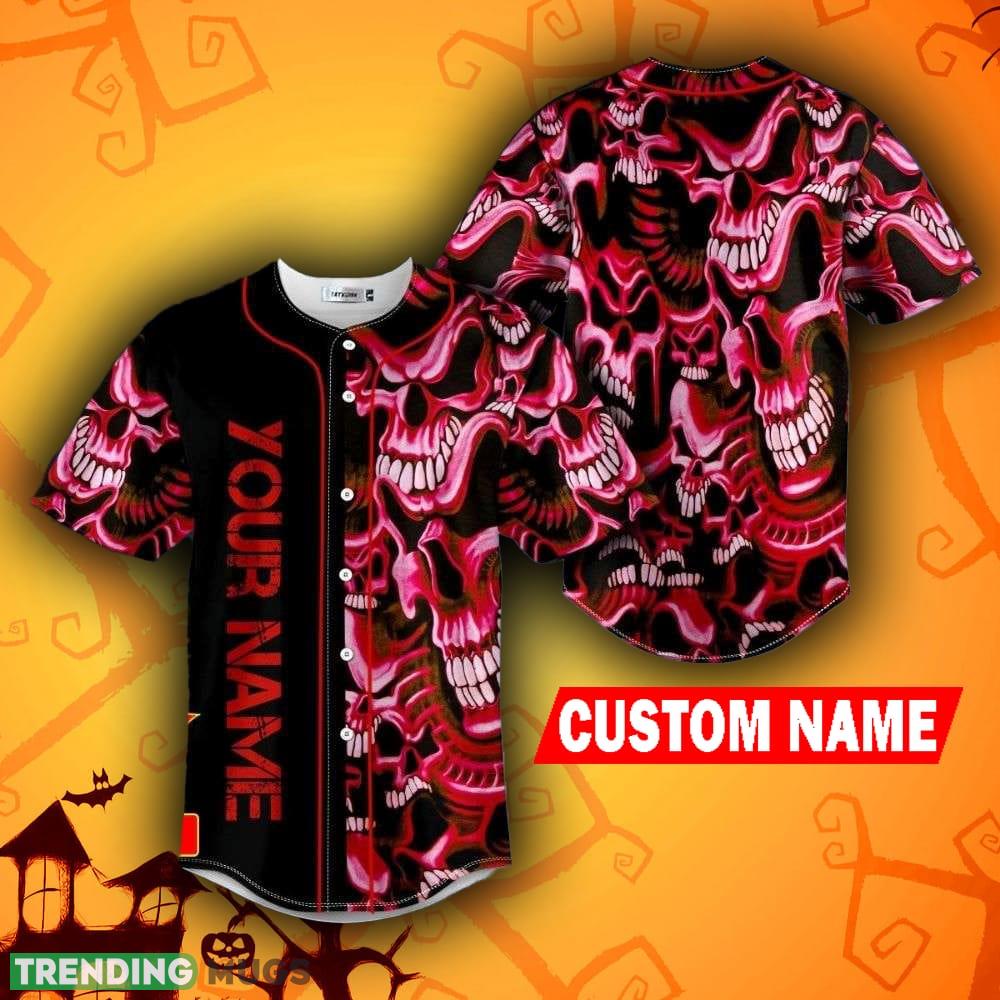 Red Smile Pattern Halloween Skull Baseball Jersey Shirt Custom Name - Red Smile Pattern Halloween Skull Baseball Jersey Shirt Custom Name Red Smile Pattern Halloween Skull Baseball Jersey Shirt Custom Name - Red Smile Pattern Halloween Skull Baseball Jersey Shirt Custom Name