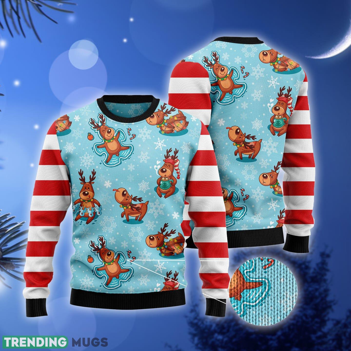 Reindeer Cute Ugly Christmas Sweater Gift Men Women 3D Sweater Reindeer Cute Ugly Christmas Sweater Gift Men Women 3D Sweater