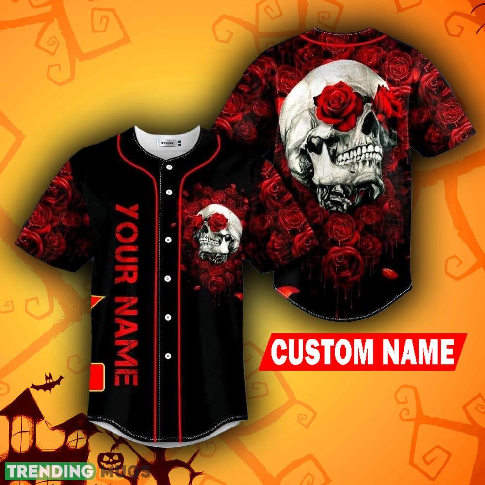 Rose Halloween Skull Baseball Jersey Shirt Custom Name - Rose Halloween Skull Baseball Jersey Shirt Custom Name Rose Halloween Skull Baseball Jersey Shirt Custom Name - Rose Halloween Skull Baseball Jersey Shirt Custom Name