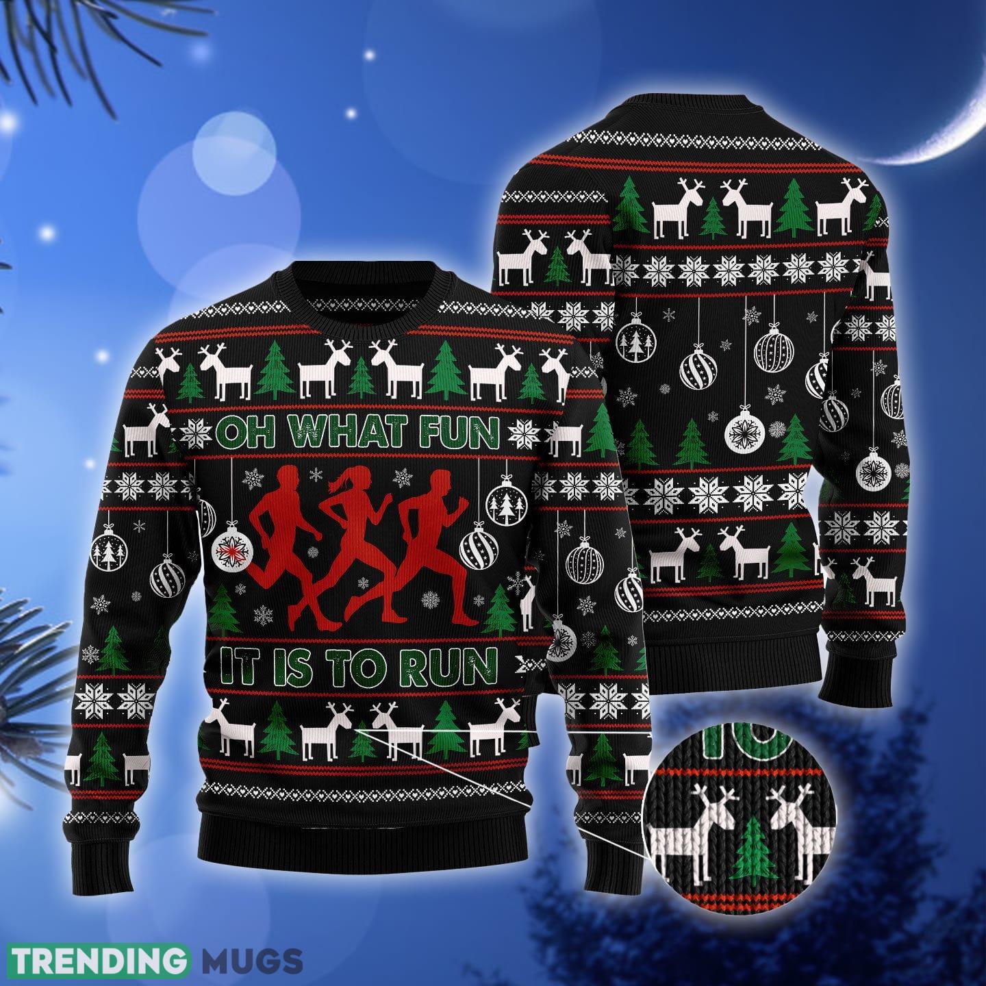 Running Oh What Fun It Is To Fun Ugly Christmas Sweater Gift Men Women 3D Sweater Running Oh What Fun It Is To Fun Ugly Christmas Sweater Gift Men Women 3D Sweater