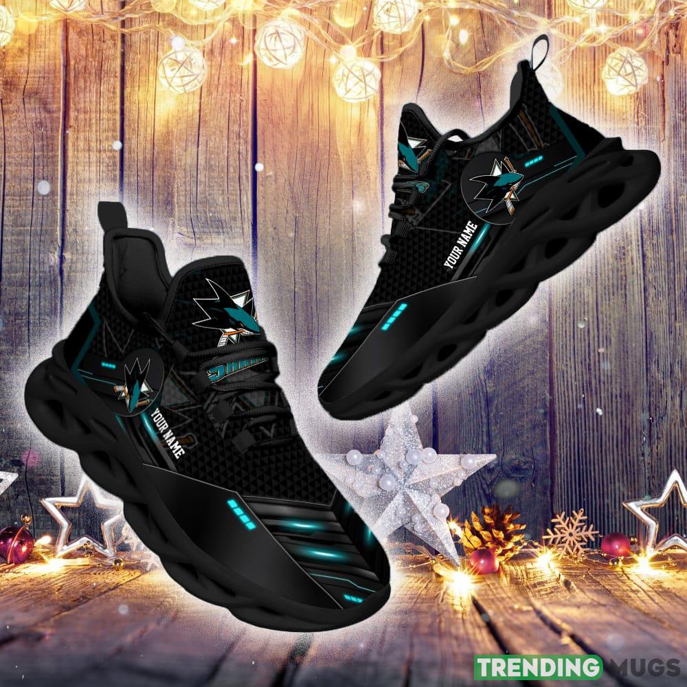 San Jose Sharks NHL Sport Black Max Soul Shoes Custom Name Running Sneakers For Fans Gift Max Soul San Jose Sharks NHL Sport Black Max Soul Shoes Custom Name Running Sneakers For Fans Gift Max Soul