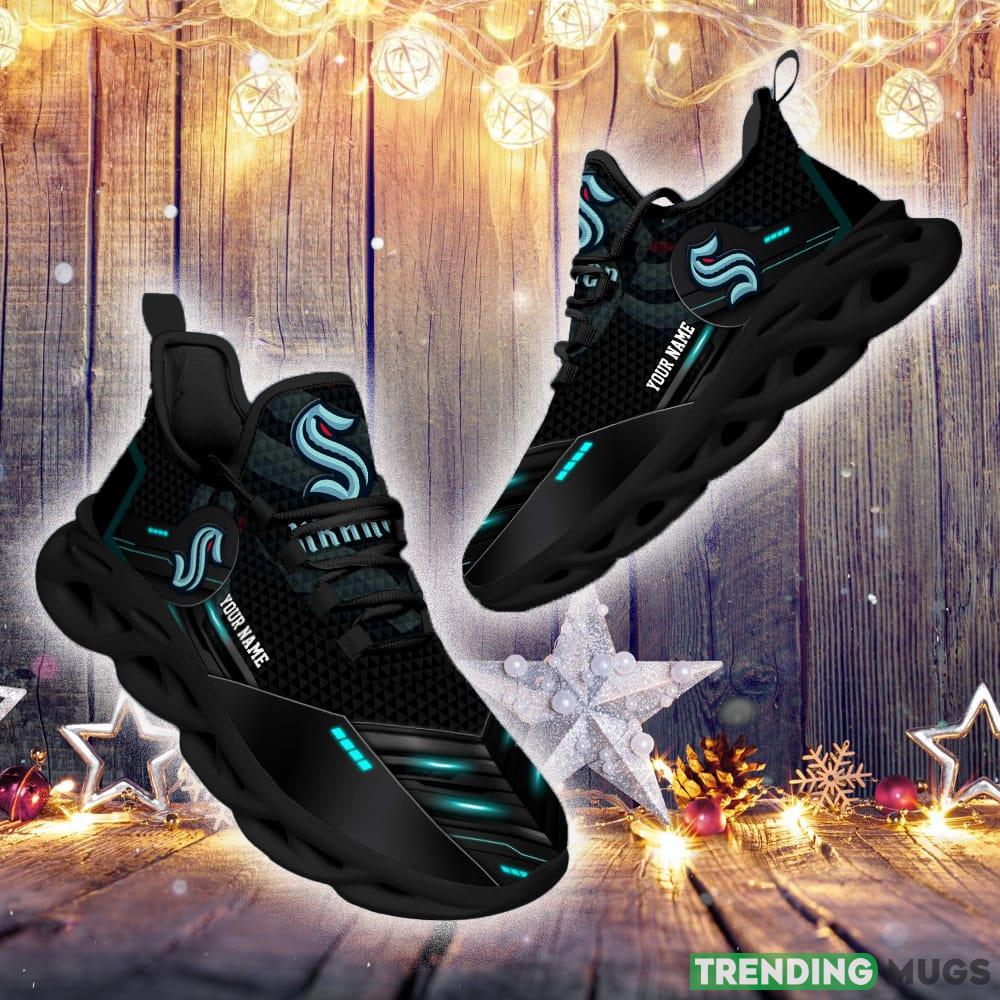 Seattle Kraken NHL Sport Black Max Soul Shoes Custom Name Running Sneakers For Fans Gift Max Soul Seattle Kraken NHL Sport Black Max Soul Shoes Custom Name Running Sneakers For Fans Gift Max Soul
