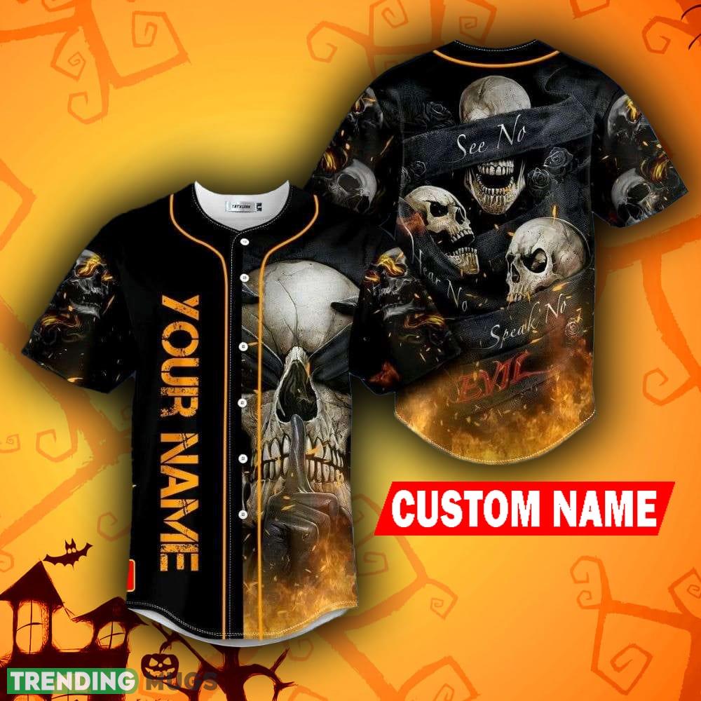 See Hear Speak No Evil Fire Halloween Skull Baseball Jersey Shirt Custom Name - See Hear Speak No Evil Fire Halloween Skull Baseball Jersey Shirt Custom Name See Hear Speak No Evil Fire Halloween Skull Baseball Jersey Shirt Custom Name - See Hear Speak No Evil Fire Halloween Skull Baseball Jersey Shirt Custom Name