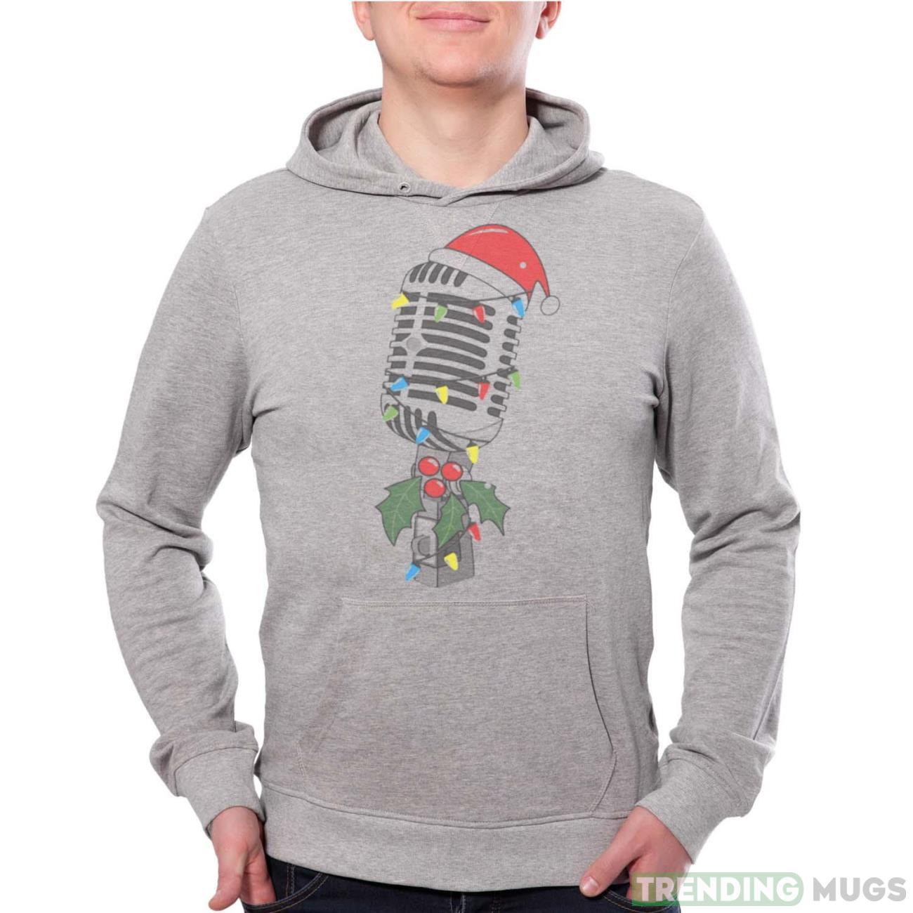 Singer Mic Microphone Christmas Tree shirt - Grey Unisex Hoodie Singer Mic Microphone Christmas Tree shirt - Grey Unisex Hoodie