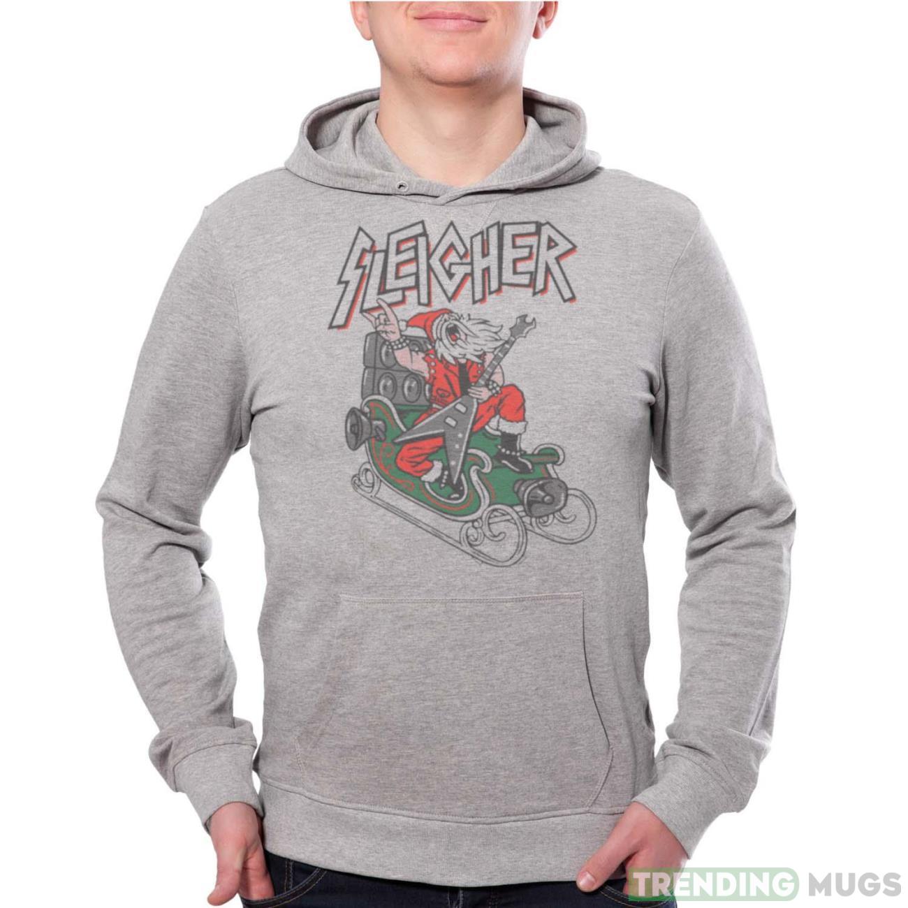 Sleigher Heavy Metal Santa shirt - Grey Unisex Hoodie Sleigher Heavy Metal Santa shirt - Grey Unisex Hoodie