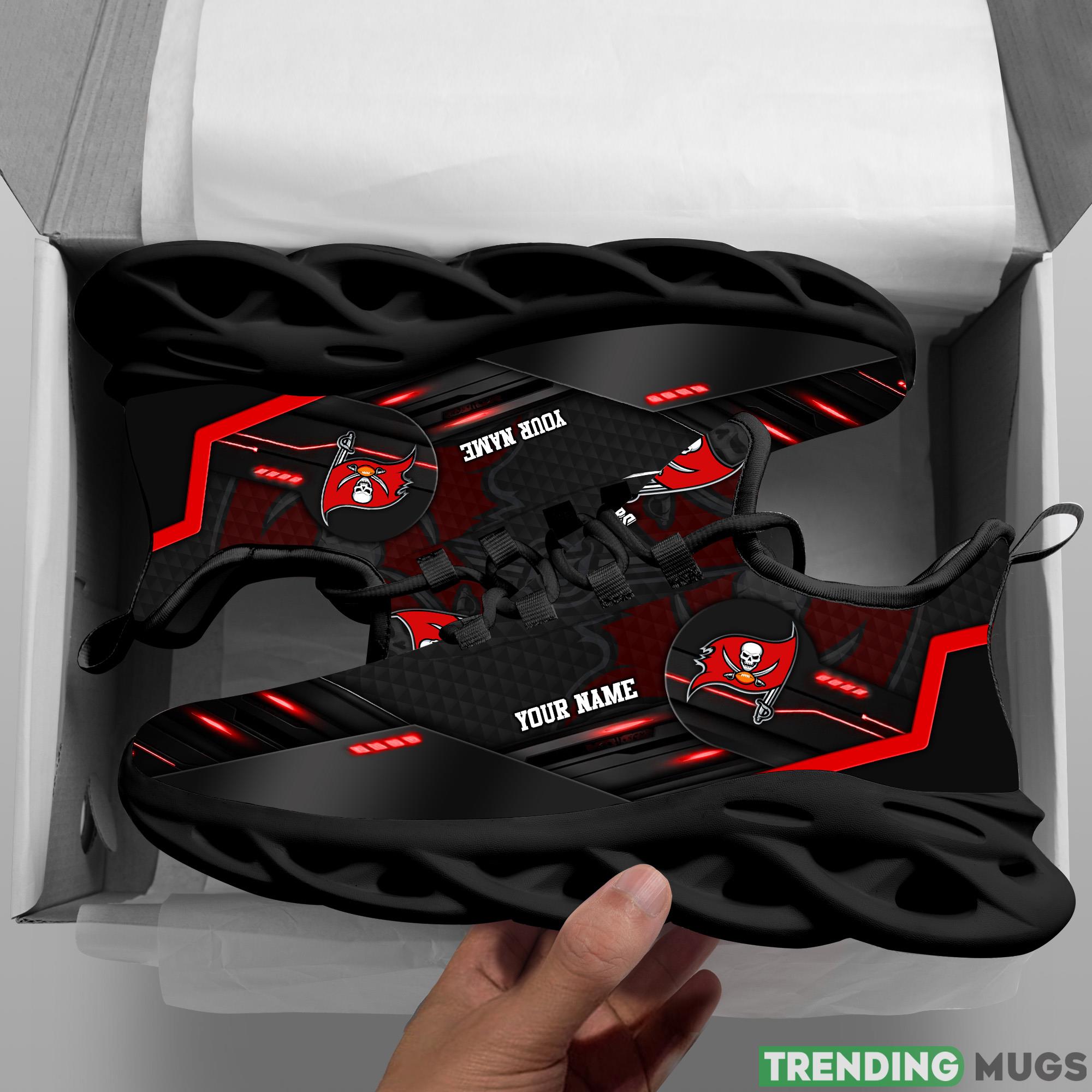 Tampa Bay Buccaneers NFL Sport Black Max Soul Shoes Custom Name Running Sneakers For Fans Gift Max Soul Tampa Bay Buccaneers NFL Sport Black Max Soul Shoes Custom Name Running Sneakers For Fans Gift Max Soul