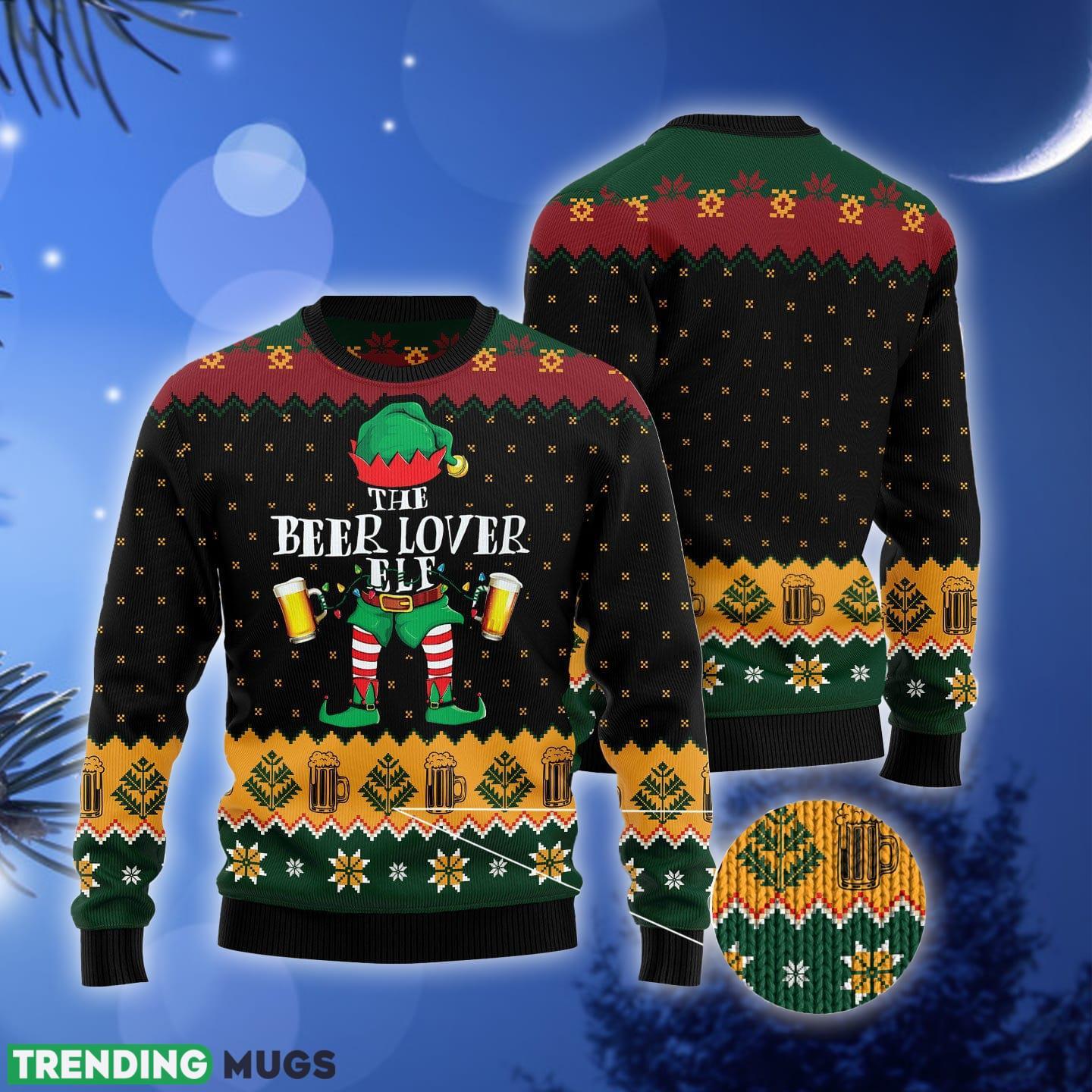 The Beer Lover Elf Ugly Christmas Sweater Gift Men Women 3D Sweater The Beer Lover Elf Ugly Christmas Sweater Gift Men Women 3D Sweater