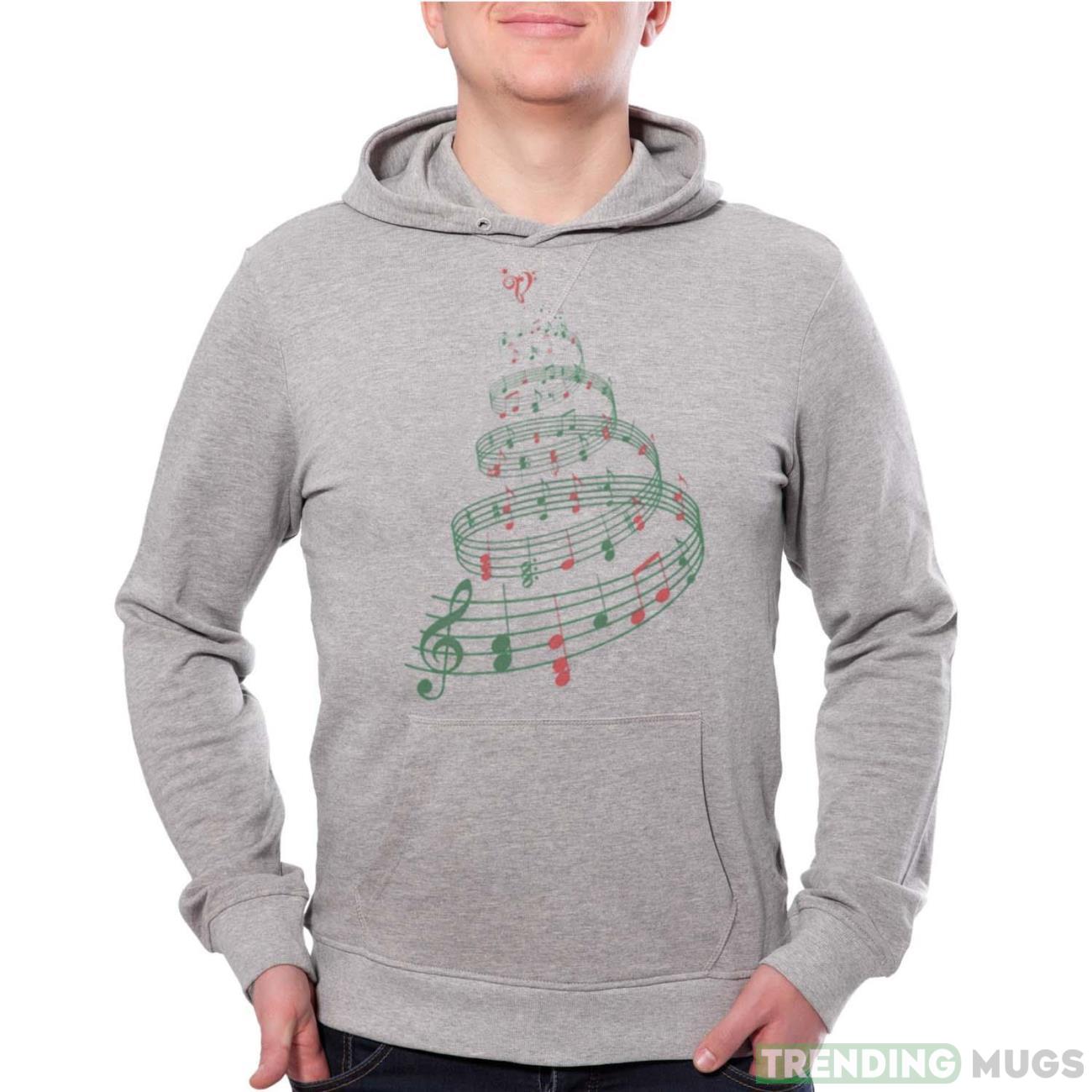 Tree With Music Notes And Heart Christmas shirt - Grey Unisex Hoodie Tree With Music Notes And Heart Christmas shirt - Grey Unisex Hoodie