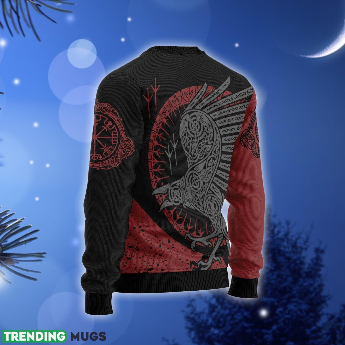 Viking Raven Ugly Christmas Sweater Gift Men Women 3D Sweater Viking Raven Ugly Christmas Sweater Gift Men Women 3D Sweater