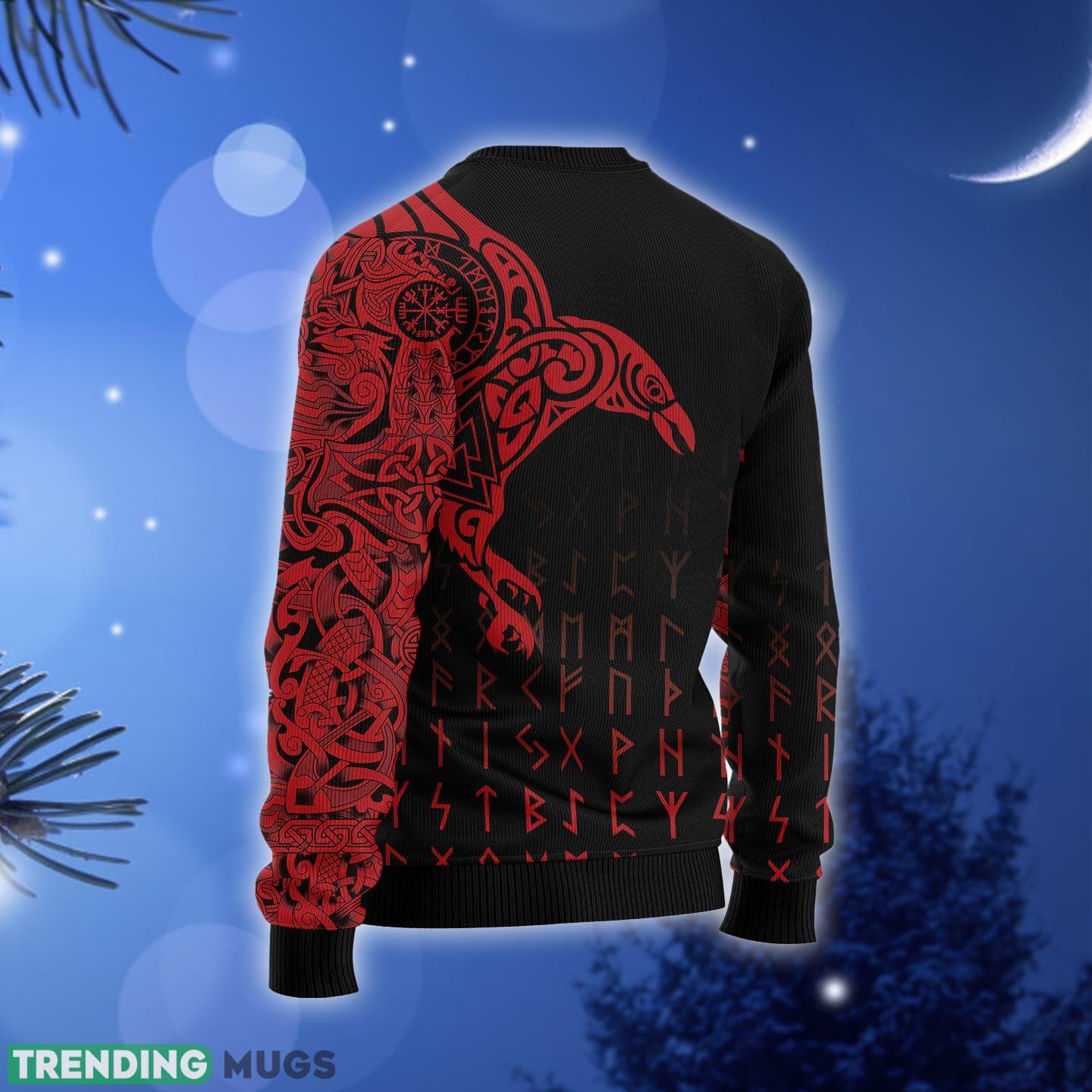 Vikings The Raven of Odin Tattoo Ugly Christmas Sweater Gift Men Women 3D Sweater Vikings The Raven of Odin Tattoo Ugly Christmas Sweater Gift Men Women 3D Sweater
