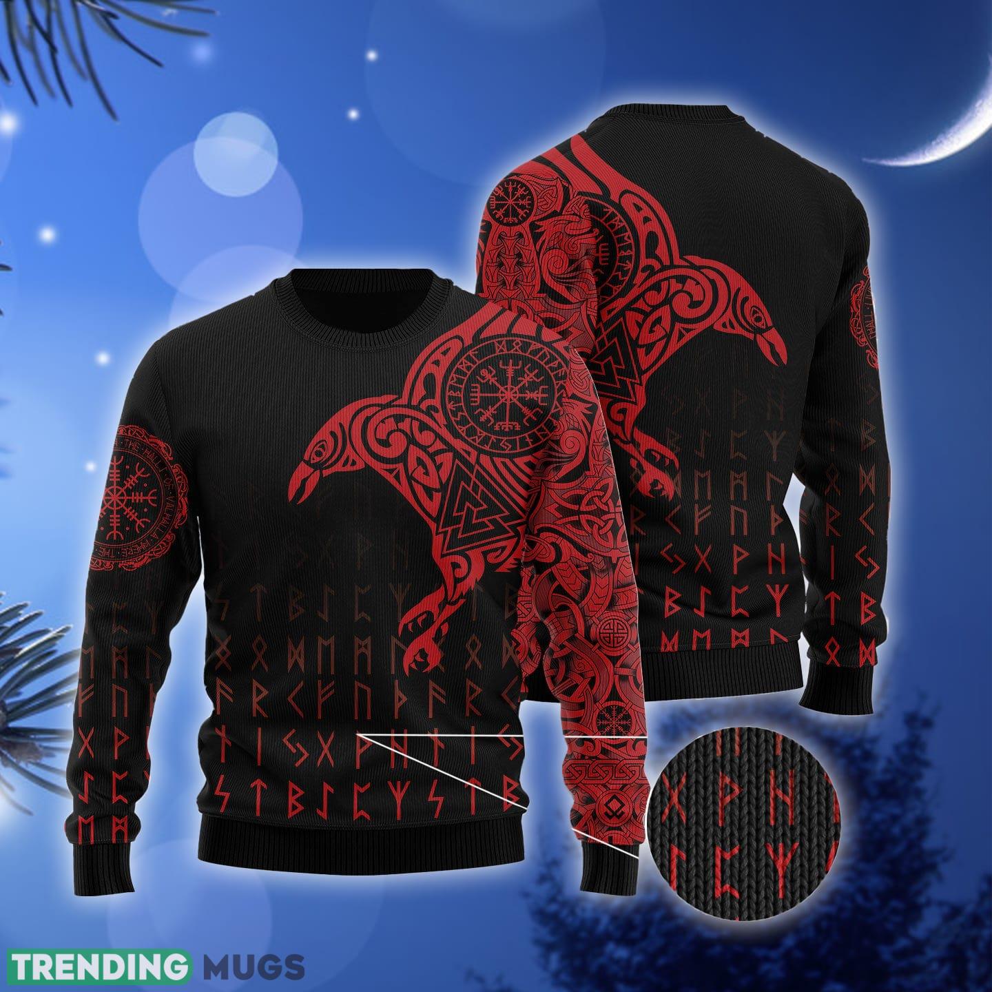 Vikings The Raven of Odin Tattoo Ugly Christmas Sweater Gift Men Women 3D Sweater Vikings The Raven of Odin Tattoo Ugly Christmas Sweater Gift Men Women 3D Sweater
