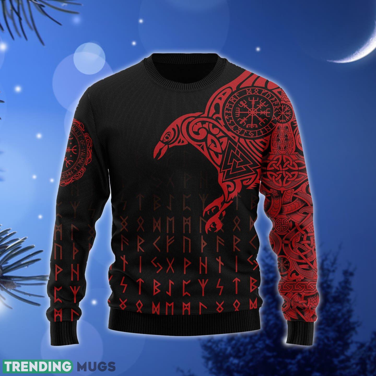 Vikings The Raven of Odin Tattoo Ugly Christmas Sweater Gift Men Women - Vikings The Raven of Odin Tattoo HZ113003 unisex womens & mens, couples matching, friends, funny family ugly christmas holiday sweater gifts (plus size available)_1 Vikings The Raven of Odin Tattoo Ugly Christmas Sweater Gift Men Women - Vikings The Raven of Odin Tattoo HZ113003 unisex womens & mens, couples matching, friends, funny family ugly christmas holiday sweater gifts (plus size available)_1