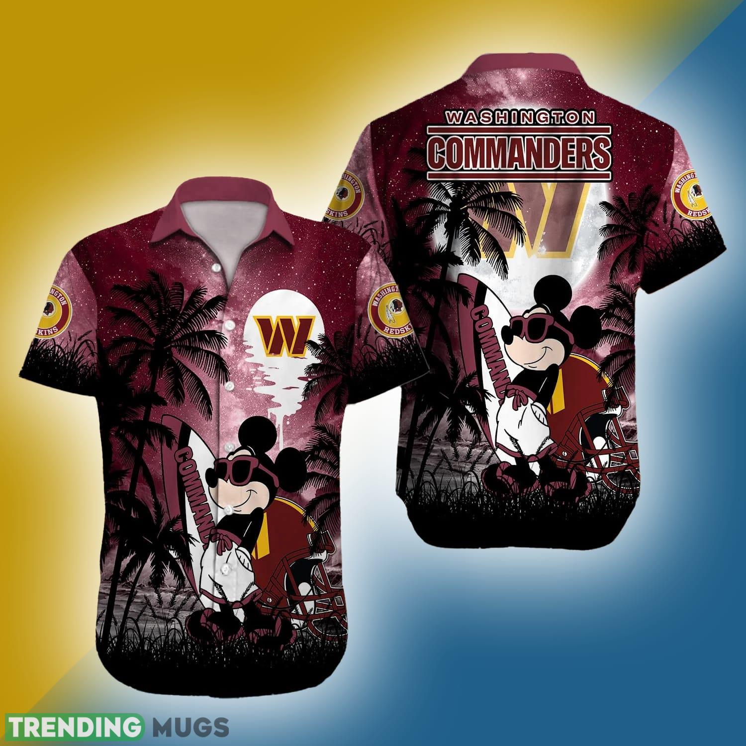 Washington Commanders American Football Mickey Pattern Hawaiian Shirt - Washington Commanders American Football Mickey Pattern Hawaiian Shirt