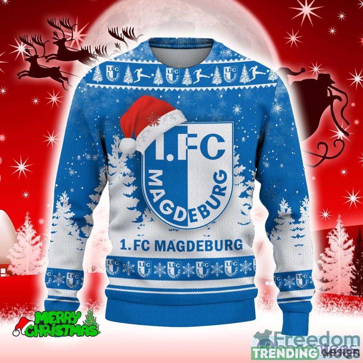 1. FC Magdeburg Blue Ribbed 3D Sweater All Over Printed For Men And Women Gift Christmas Holiday 3D Sweater 1. FC Magdeburg Blue Ribbed 3D Sweater All Over Printed For Men And Women Gift Christmas Holiday 3D Sweater