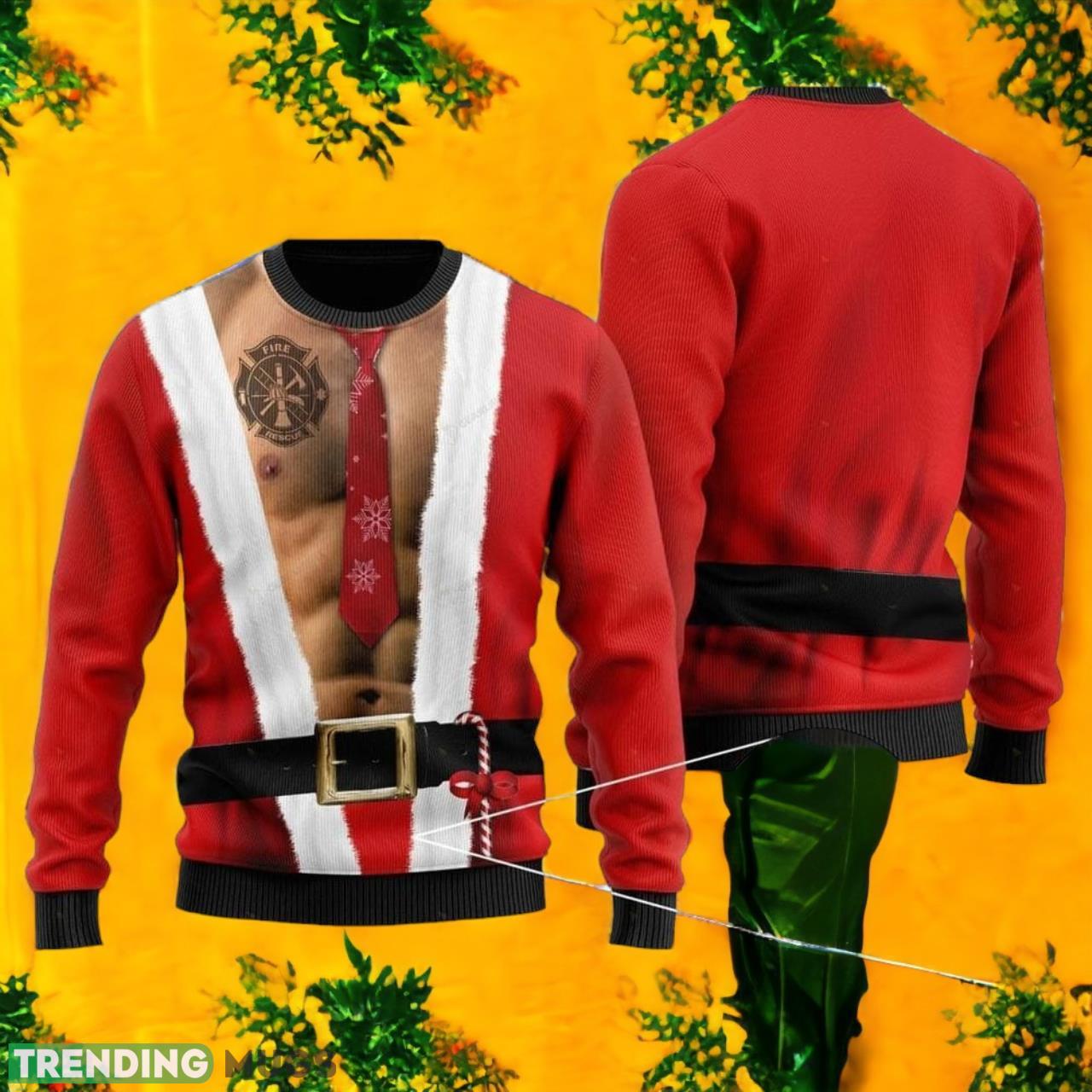 6 Packs Body With Firefighter Tattoo For Firefighters Ugly Christmas Sweater For Men & Women Product Photo 1 6 Packs Body With Firefighter Tattoo For Firefighters Ugly Christmas Sweater For Men & Women Product Photo 1