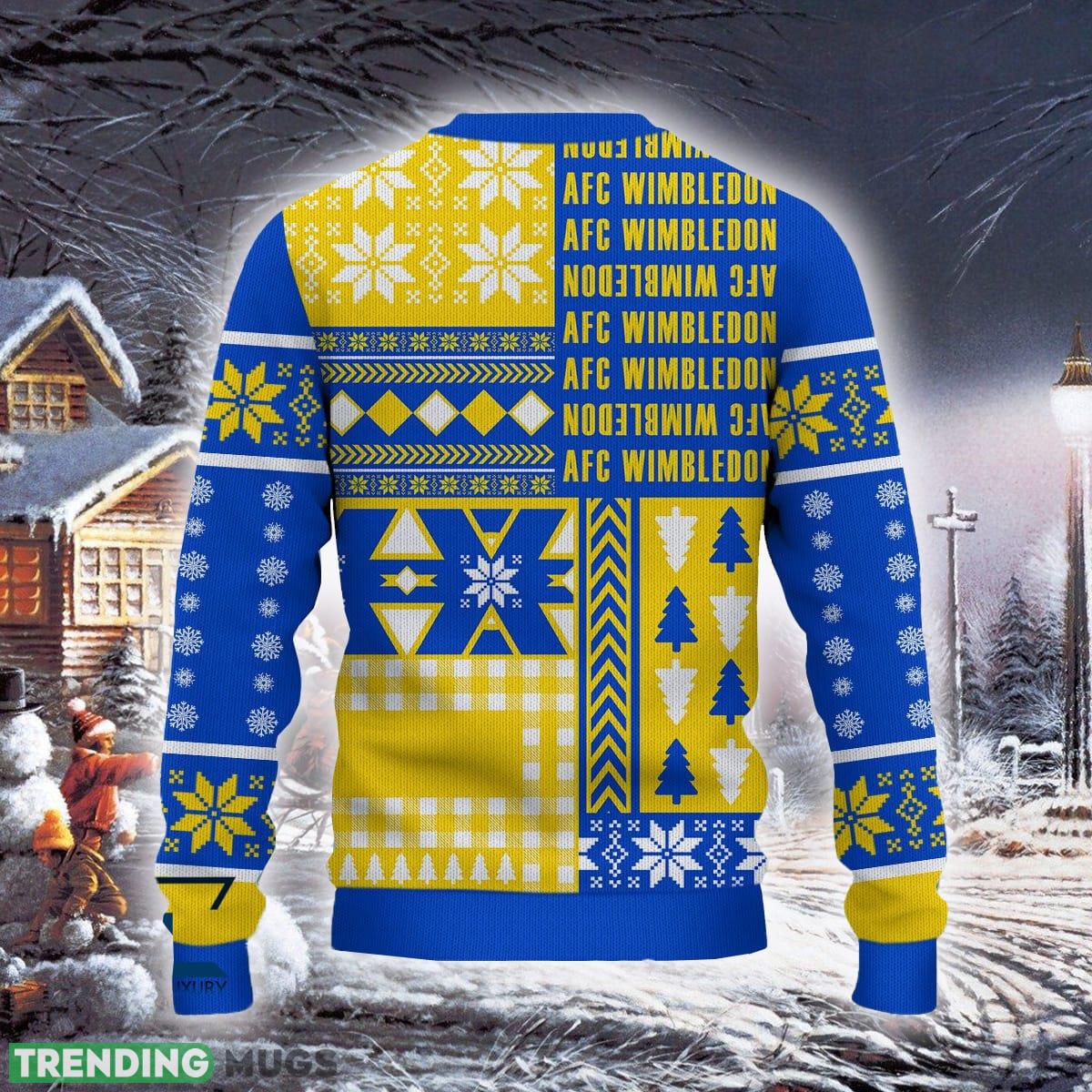 AFC Wimbledon Vibrant Efl Logo Team Ugly Christmas Sweater For Fans Gift Unisex Sweatshirt 3D Sweater AFC Wimbledon Vibrant Efl Logo Team Ugly Christmas Sweater For Fans Gift Unisex Sweatshirt 3D Sweater