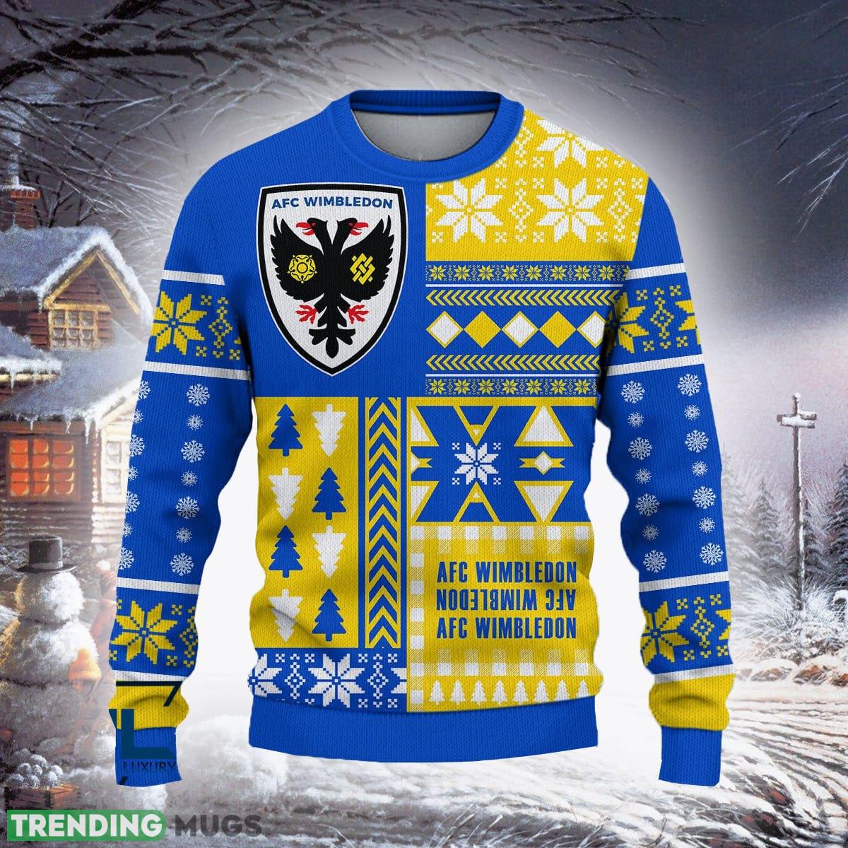 AFC Wimbledon Vibrant Efl Logo Team Ugly Christmas Sweater For Fans Gift Unisex Sweatshirt 3D Sweater AFC Wimbledon Vibrant Efl Logo Team Ugly Christmas Sweater For Fans Gift Unisex Sweatshirt 3D Sweater