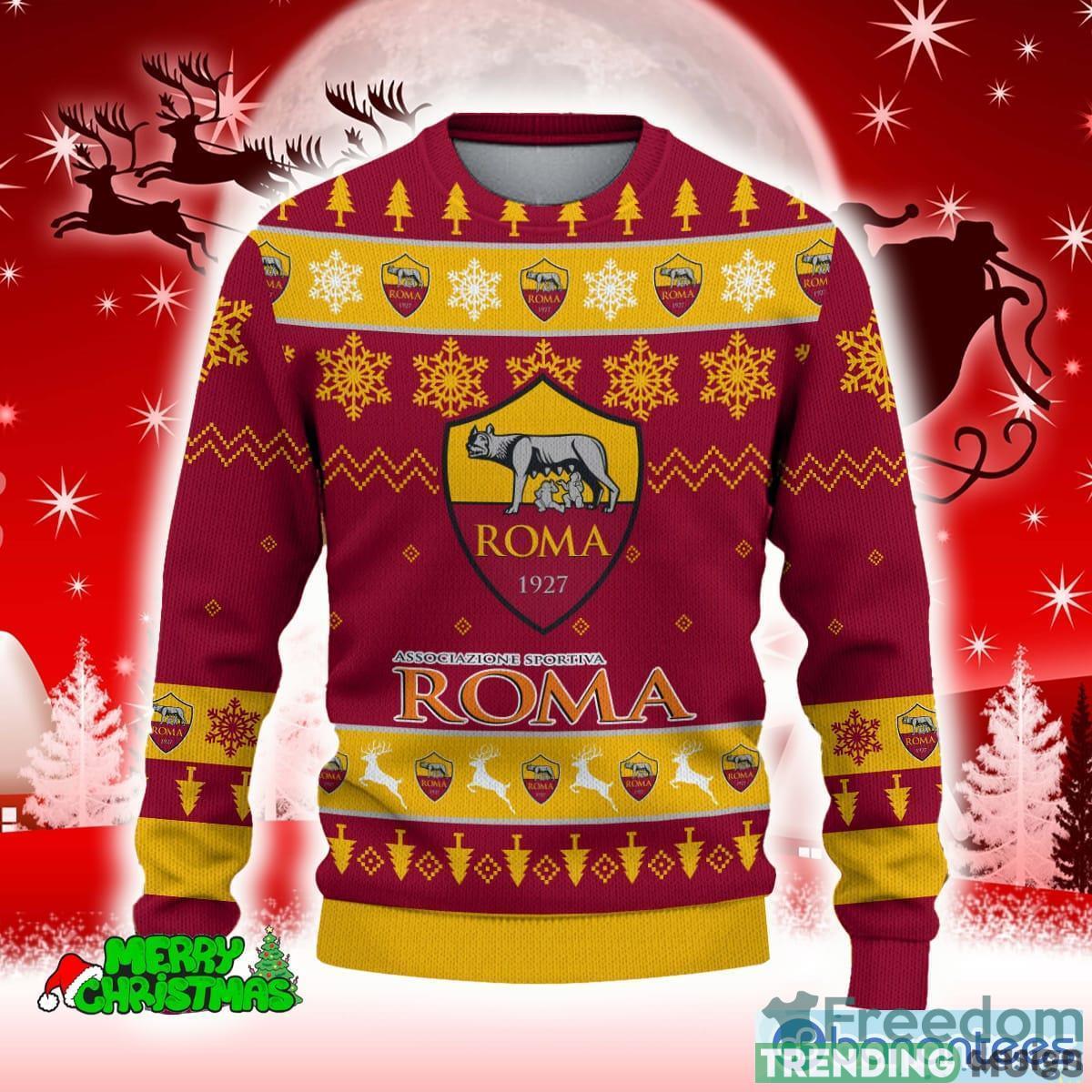 AS Roma Red Embroider 3D Sweater All Over Printed For Men And Women Gift Christmas Holiday 3D Sweater AS Roma Red Embroider 3D Sweater All Over Printed For Men And Women Gift Christmas Holiday 3D Sweater
