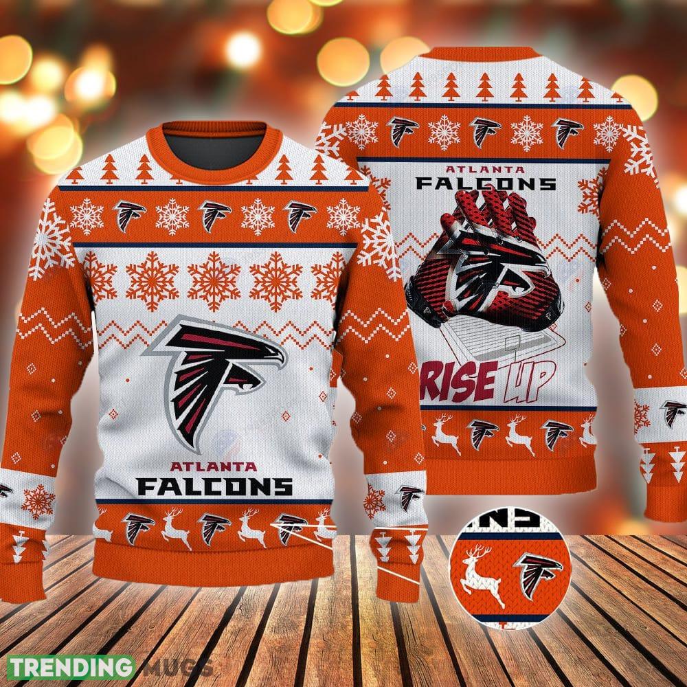 Atlanta Falcons Football Gloves Pattern Ugly Orange Sweater AOP Gift Christmas - Atlanta Falcons Football Gloves Pattern Ugly Orange Sweater AOP Gift Christmas