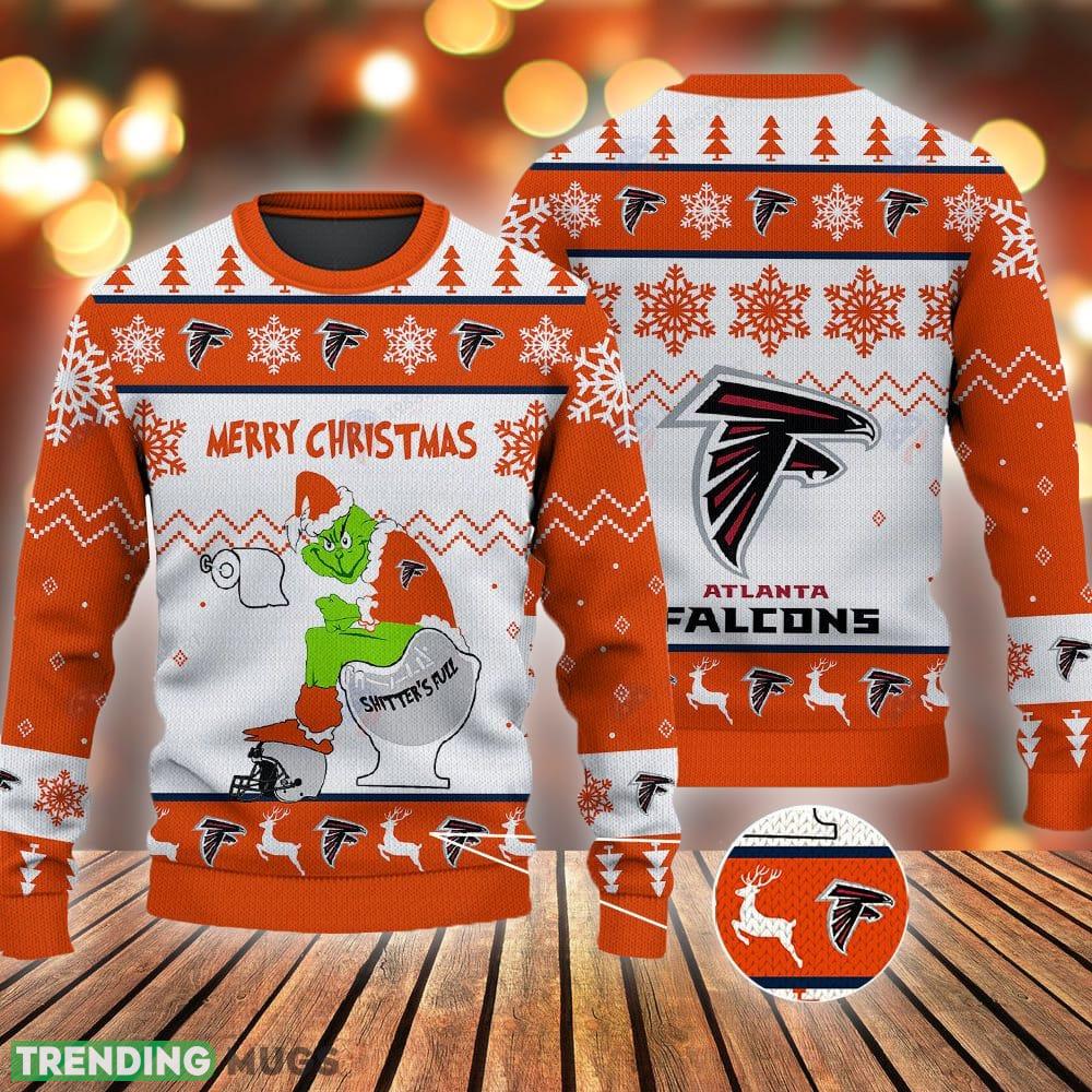 Atlanta Falcons Grinch Shitter's Full NFL Orange Ugly Christmas Sweater - Atlanta Falcons Grinch Shitter's Full NFL Orange Ugly Christmas Sweater