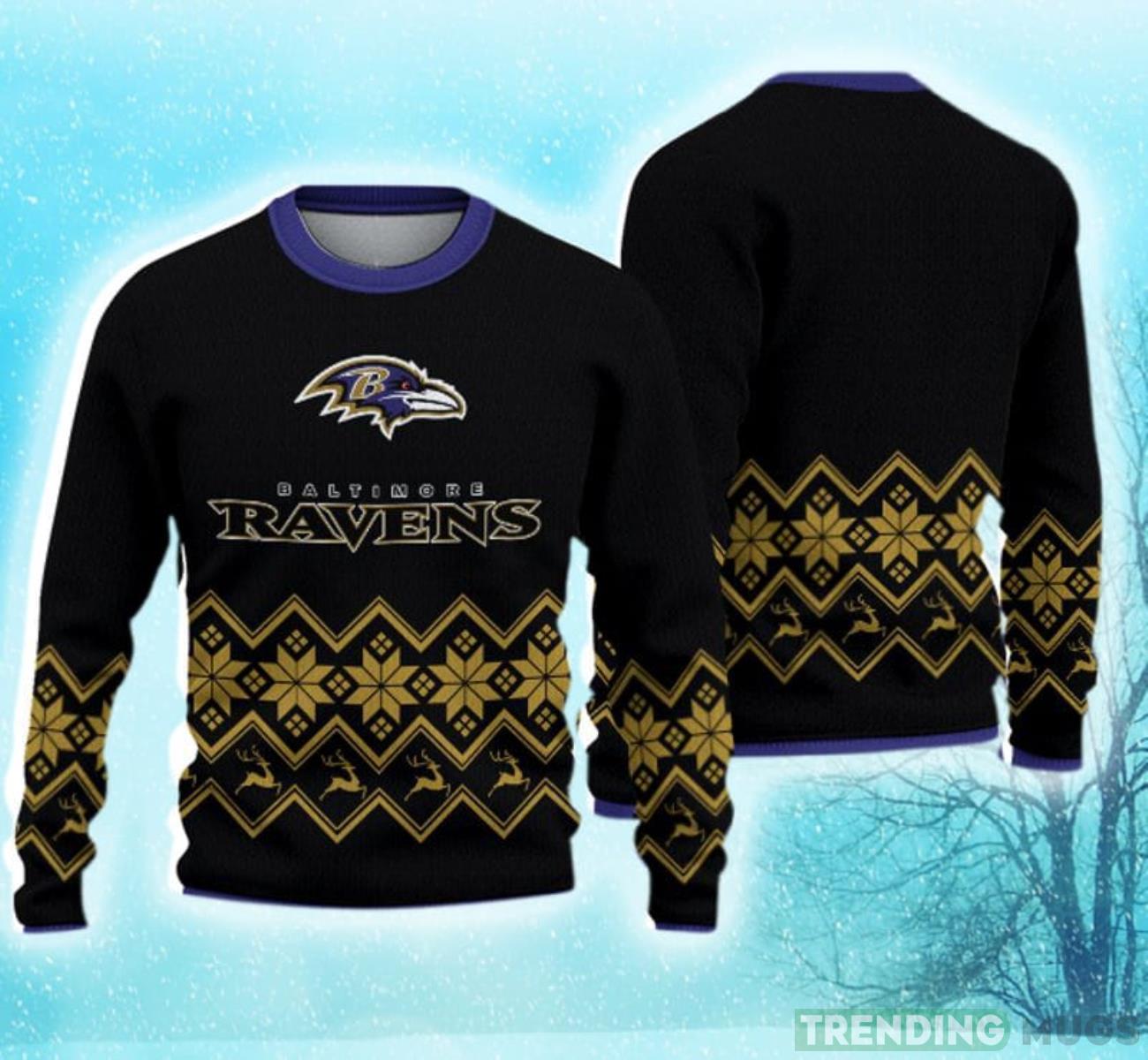Baltimore Ravens Christmas Pattern Hot Trending Ugly Sweater Gift For Fans Product Photo 1 Baltimore Ravens Christmas Pattern Hot Trending Ugly Sweater Gift For Fans Product Photo 1