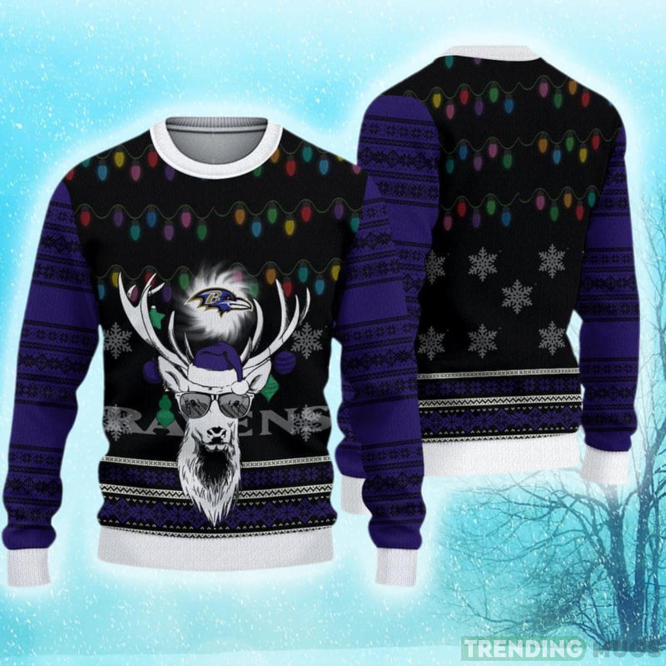 Baltimore Ravens Christmas Reindeer Hot Trending Ugly Sweater For Real Fans Product Photo 1 Baltimore Ravens Christmas Reindeer Hot Trending Ugly Sweater For Real Fans Product Photo 1