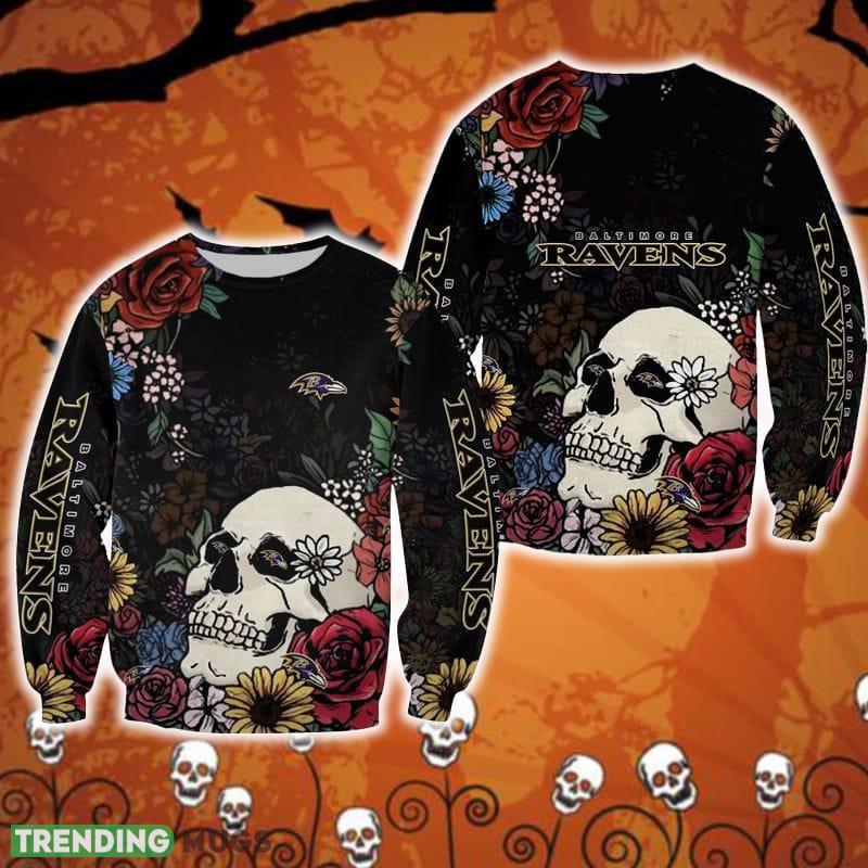 Baltimore Ravens Skull And Flowers Pullover Halloween Ugly Sweater For Men And Women Gift Christmas - Baltimore Ravens Skull And Flowers Pullover Halloween Ugly Sweater For Men And Women Gift Christmas Baltimore Ravens Skull And Flowers Pullover Halloween Ugly Sweater For Men And Women Gift Christmas - Baltimore Ravens Skull And Flowers Pullover Halloween Ugly Sweater For Men And Women Gift Christmas