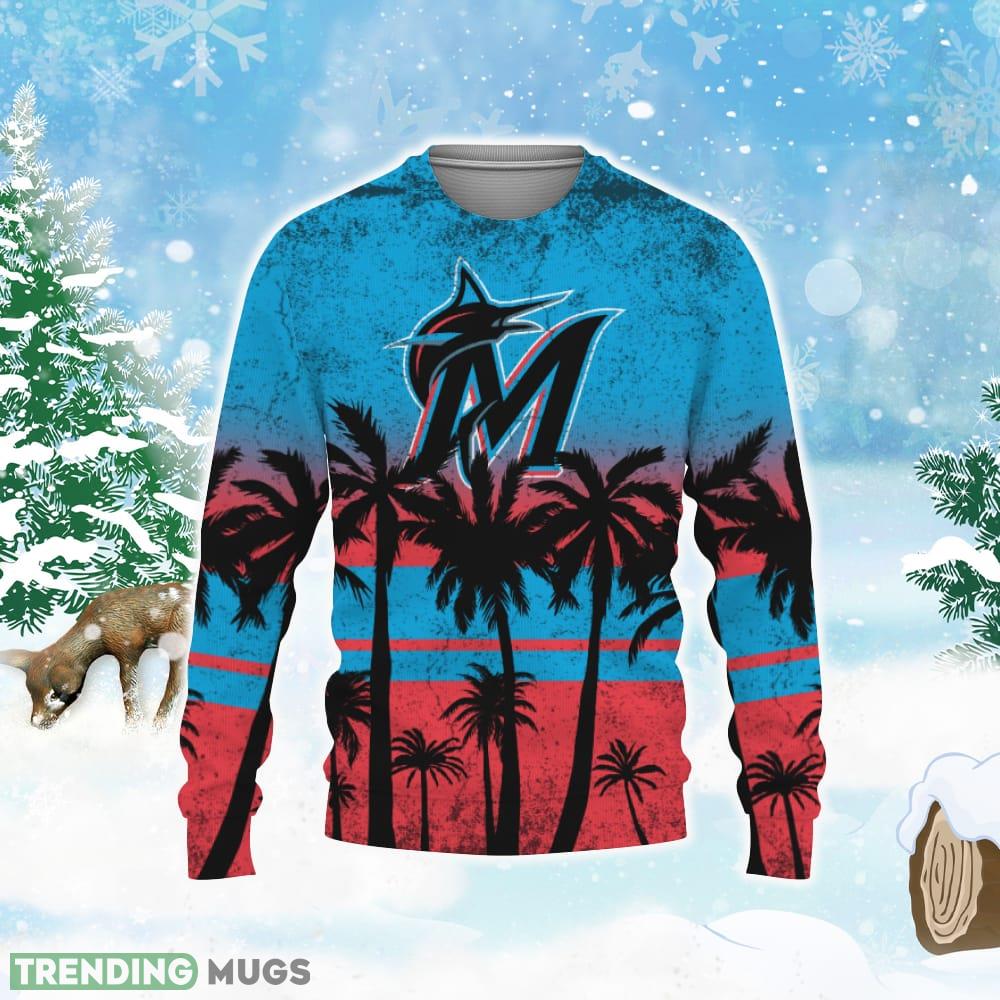 Baseballl American Tree Beach Gradient Gift Miami Marlins Ugly Xmas Sweater 3D Sweater Baseballl American Tree Beach Gradient Gift Miami Marlins Ugly Xmas Sweater 3D Sweater