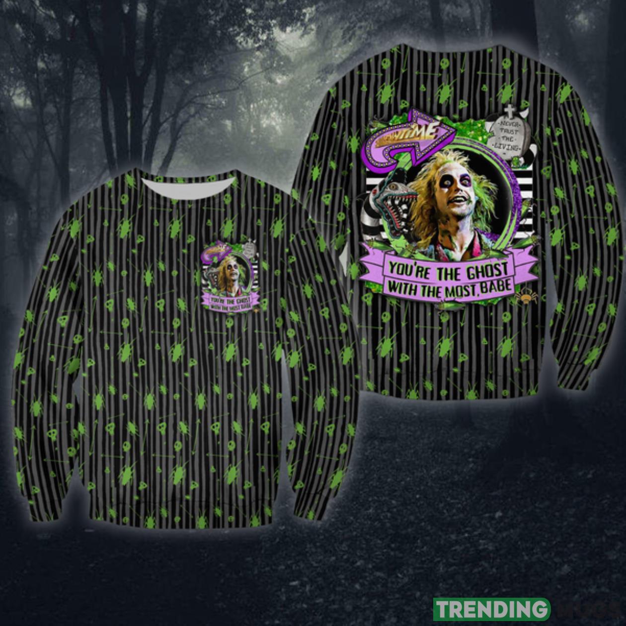 Beetlejuice Sweatshirt Roach Skull Doodles Ugly Christmas Sweater Product Photo 1 Beetlejuice Sweatshirt Roach Skull Doodles Ugly Christmas Sweater Product Photo 1